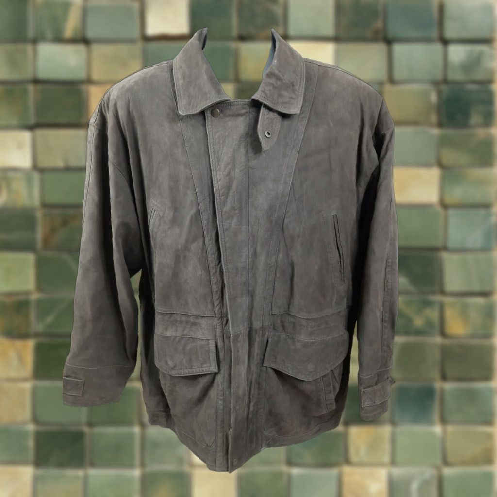 Vintage VINTAGE St. John's Bay Leather Bomber Jacket Men's XL Brown Suede Leather Coat Warmer Pockets 90s Overcoat Zip Size US XL / EU 56 / 4 - 1 Thumbnail