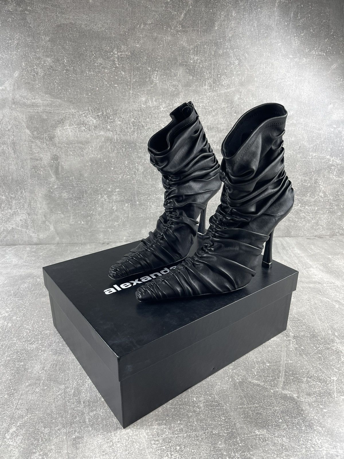 Alexander Wang Alexander Wang Ruched Leather High Heel Ankle Boots Black Size US 7 / IT 37 - 3 Thumbnail