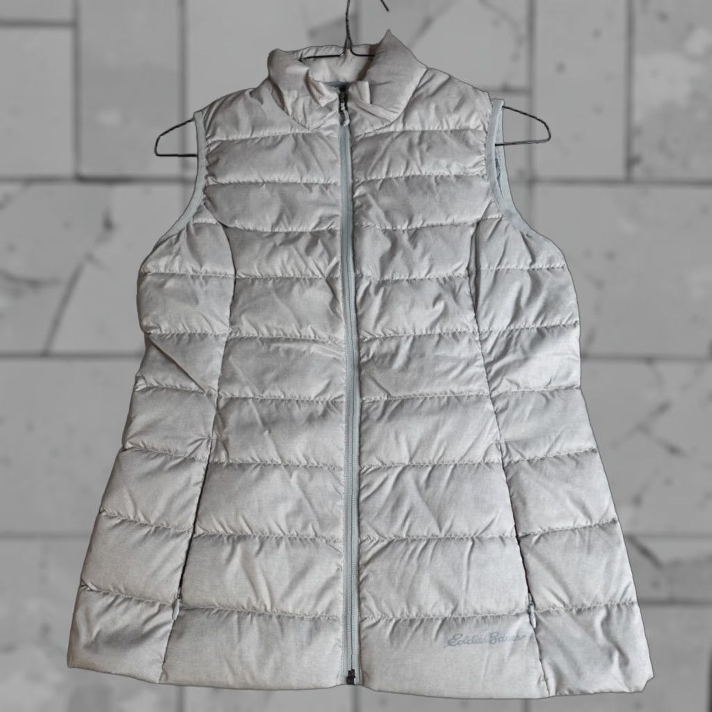 Eddie Bauer Eddie Bauer Womens Vest Small Beige Quilted Full Zip Down Puffer EB650 Size S / US 4 / IT 40 - 1 Thumbnail