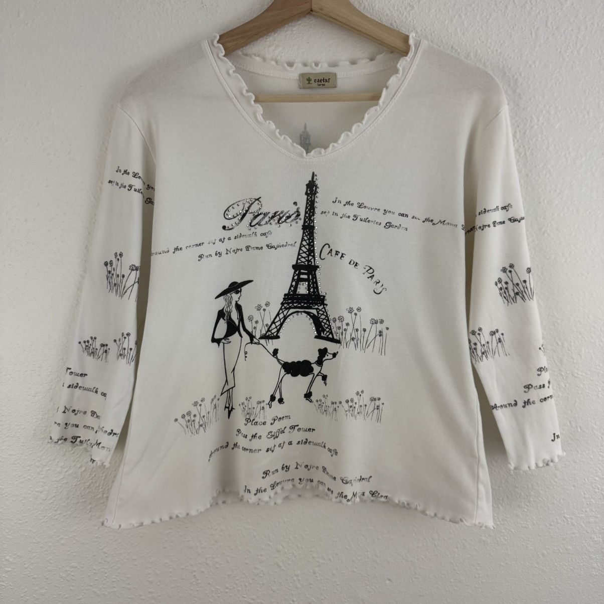 Other CACTUS Vintage Y2K White Black Paris Eiffel Tower Top Size L / US 10 / IT 46 - 2 Thumbnail