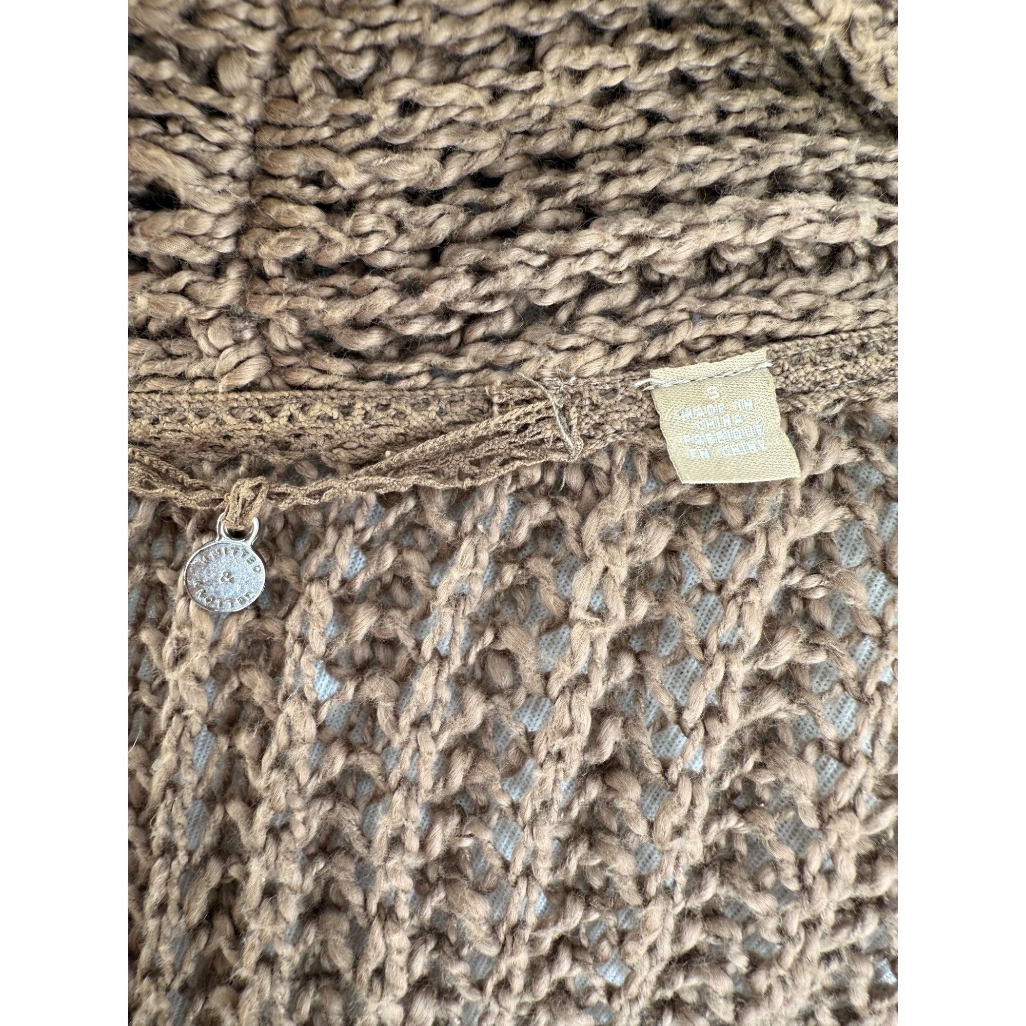 Anthropologie Anthropologie Brown Lace Trim Knit Cardigan Sweater | Grunge Size S / US 4 / IT 40 - 17 Thumbnail