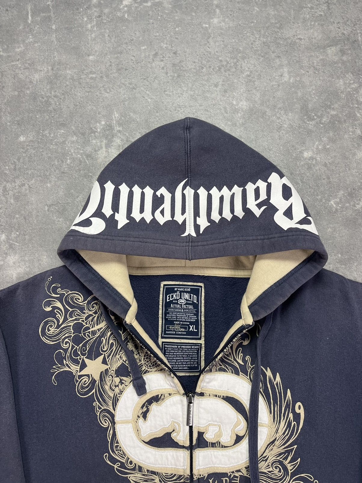 Ecko Unltd. Ecko Unltd. Big Logo Printed Baggy Faded Zip Hoodie XL XXL Size US XL / EU 56 / 4 - 9 Thumbnail