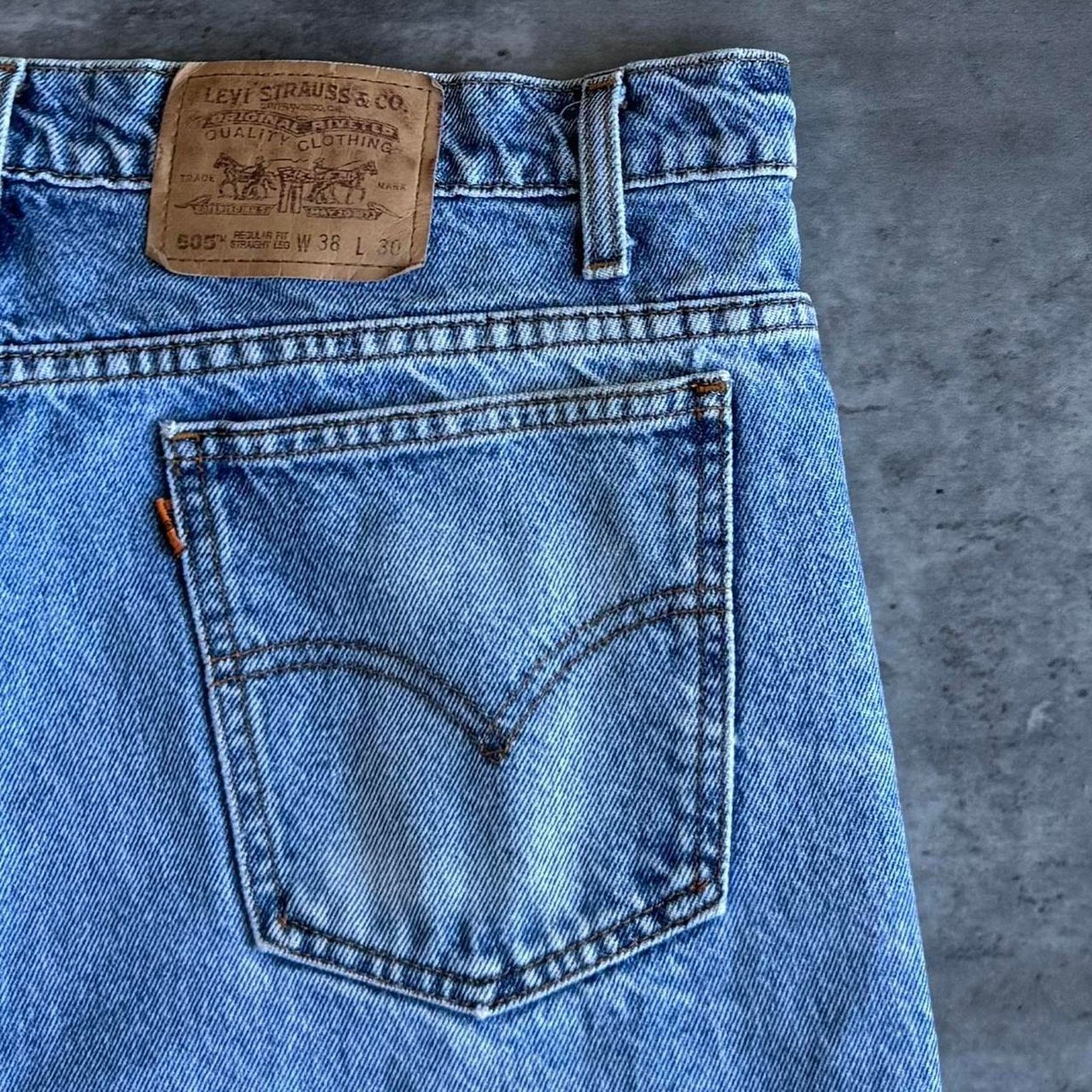 Levi's × Levi's Vintage Clothing × Vintage Vintage 90s Levi’s 505 Orange Tab Straight Leg Denim Jeans Size US 37 - 3 Thumbnail