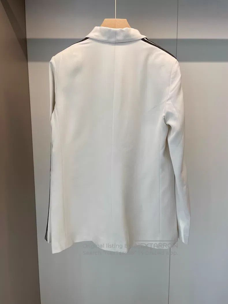 Brunello Cucinelli Brunello Cucinelli White Viscose Fiber Beaded Blazer Size M / US 6-8 / IT 42-44 - 2 Thumbnail