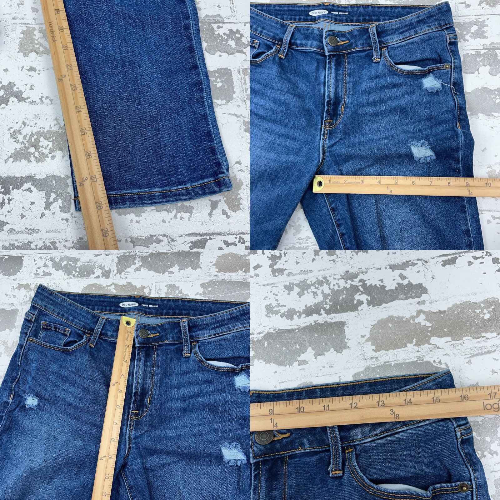 Old Navy Old Navy Jeans Womens 8 Power Straight Curvy Mid Rise Med Wash Holes Ripped A86 Jeans Mens Womens Boys Girls Size 30" / US 8 / IT 44 - 8 Thumbnail