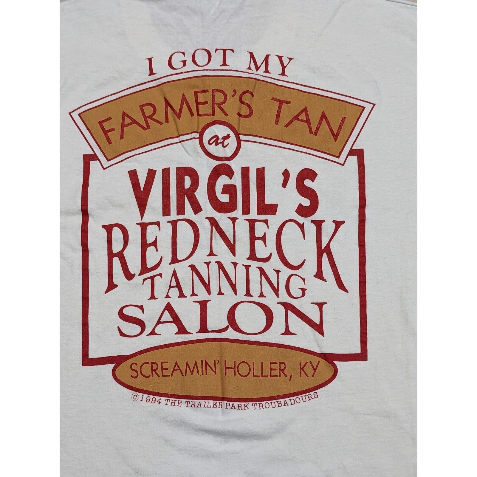 Fruit Of The Loom 1994 Redneck Farmers Tan NIPPLES Shirt 90s Tee Double Sided Size US L / EU 52-54 / 3 - 10 Thumbnail