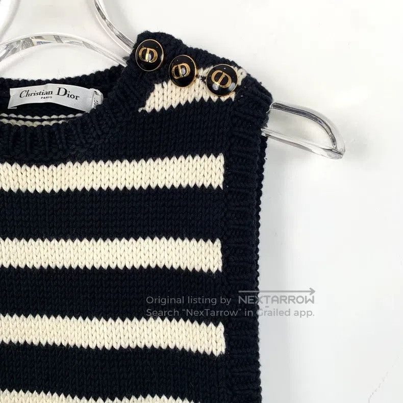 Dior Dior Black striped cotton sleeveless knitted vest Size XXS / US 00 / IT 34 - 3 Thumbnail