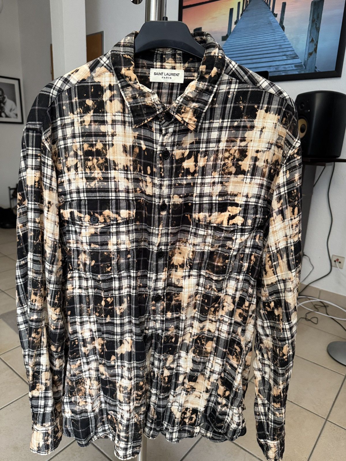 Saint Laurent Paris Bleach Flannel Oversized SS16 | Grailed