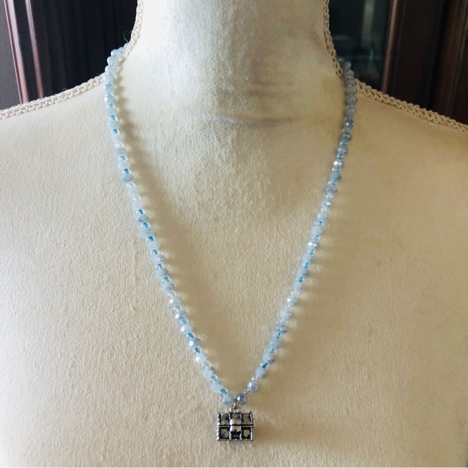 Jewelry Faceted opal glass crystal bead treasure chest necklac Size ONE SIZE - 6 Thumbnail