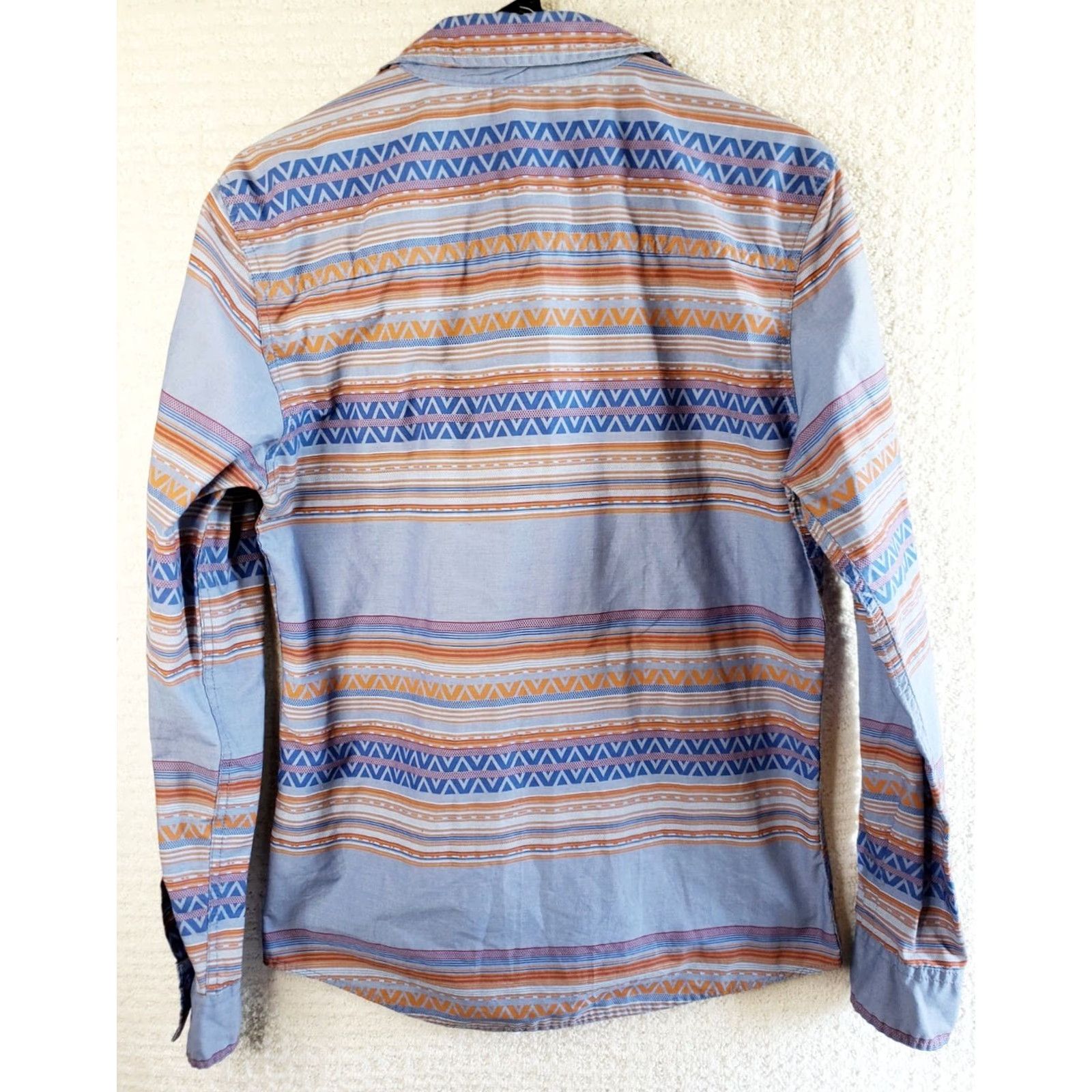 Carbon Carbon Slim Fit Aztec Tribal Print Western Look Classic Long Sleeve Button Up Shirt Men’s M Size US M / EU 48-50 / 2 - 6 Thumbnail