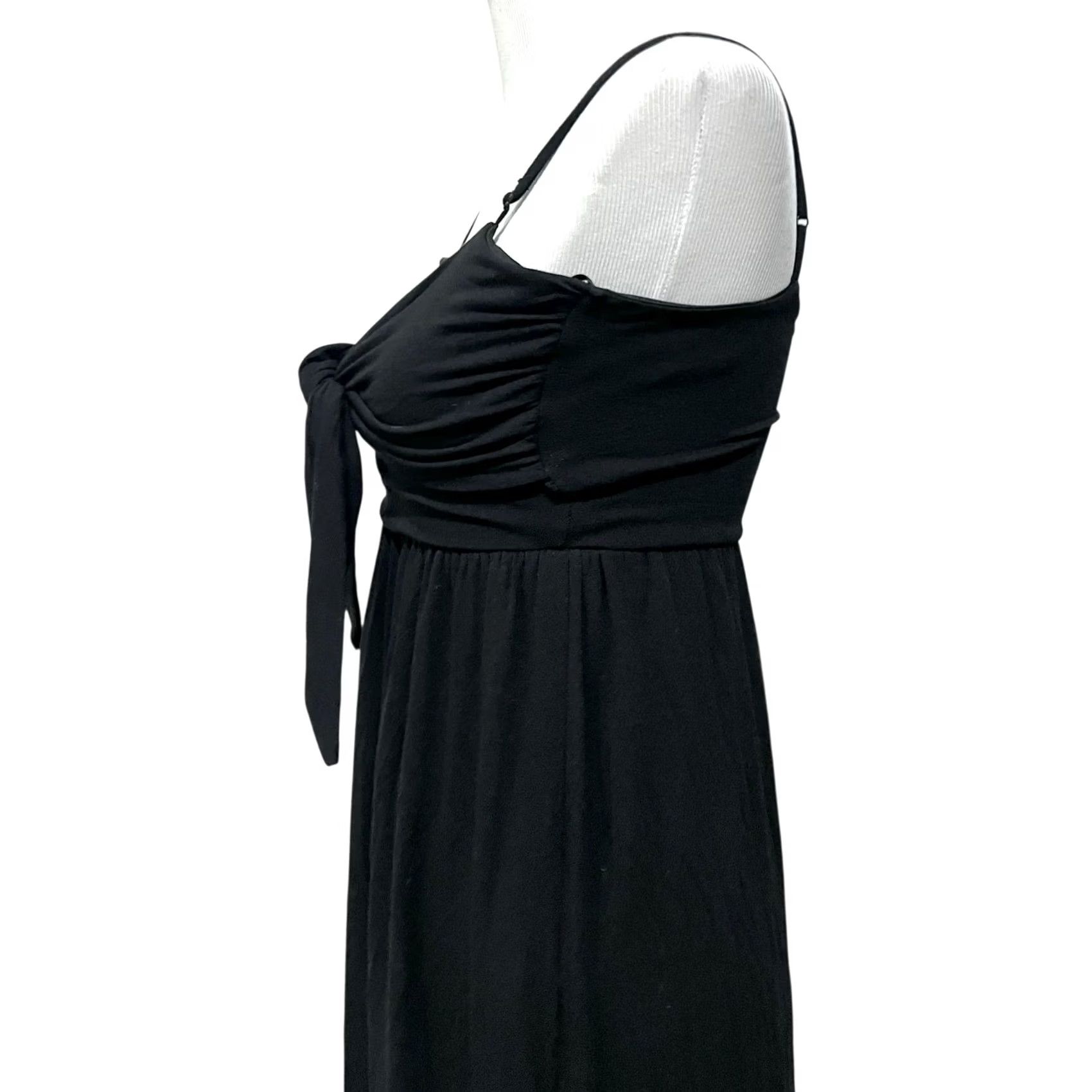 Vintage Francesca's Casual Dress Black Maxi Jersey Knit Tie Front Spaghetti Straps XXS Dress Tank Dress Sleeveless Women Size XXS / US 00 / IT 34 - 4 Thumbnail