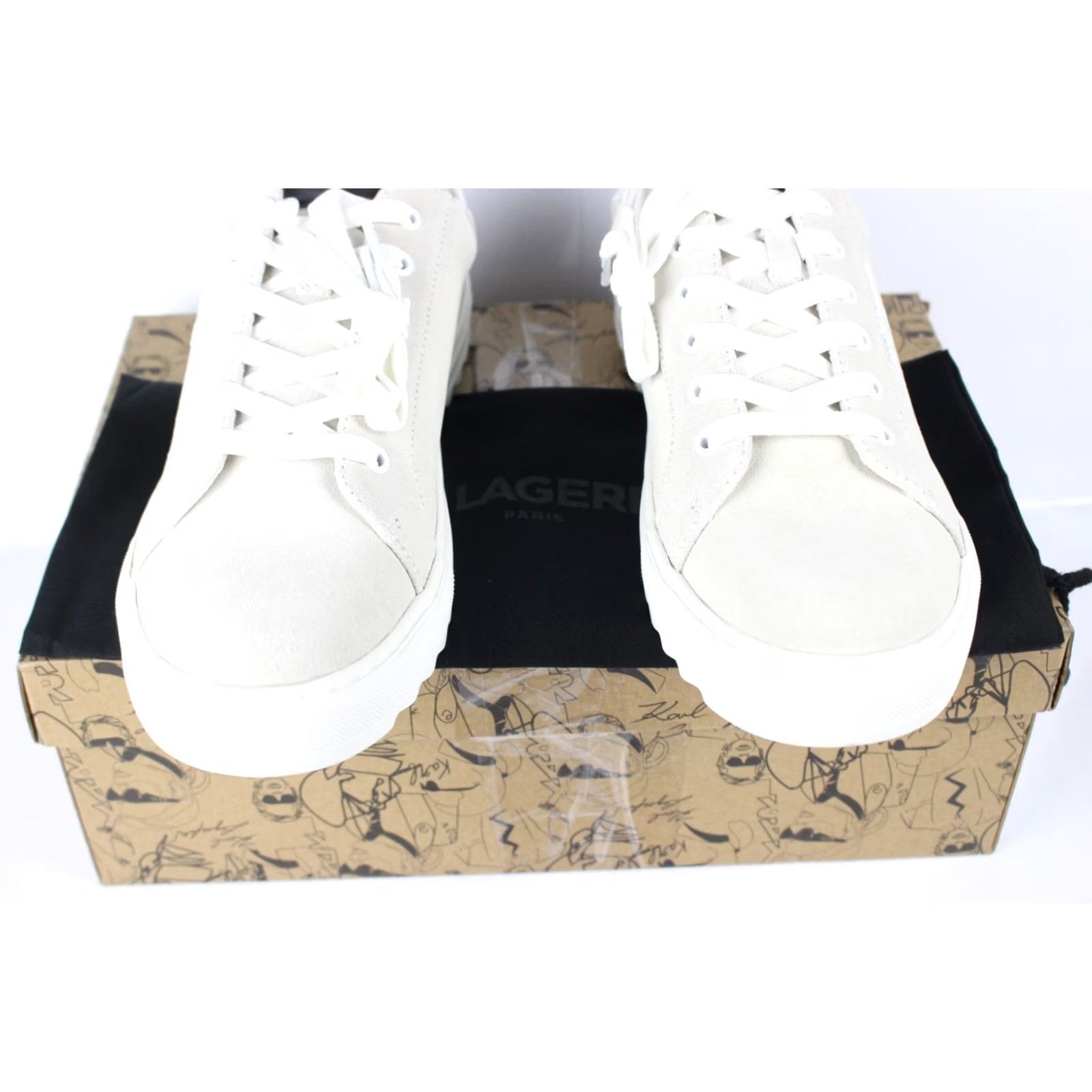 Karl Lagerfeld Karl Lagerfeld Paris Men's Suede Sneakers Size 10.5 Sandblast LF4S1021 W/Bag - Beige Leather Casual Shoes, 10.5 Mens, Sandblast, Logo, Fashion Sneaker Size US 11 / EU 44 - 4 Thumbnail
