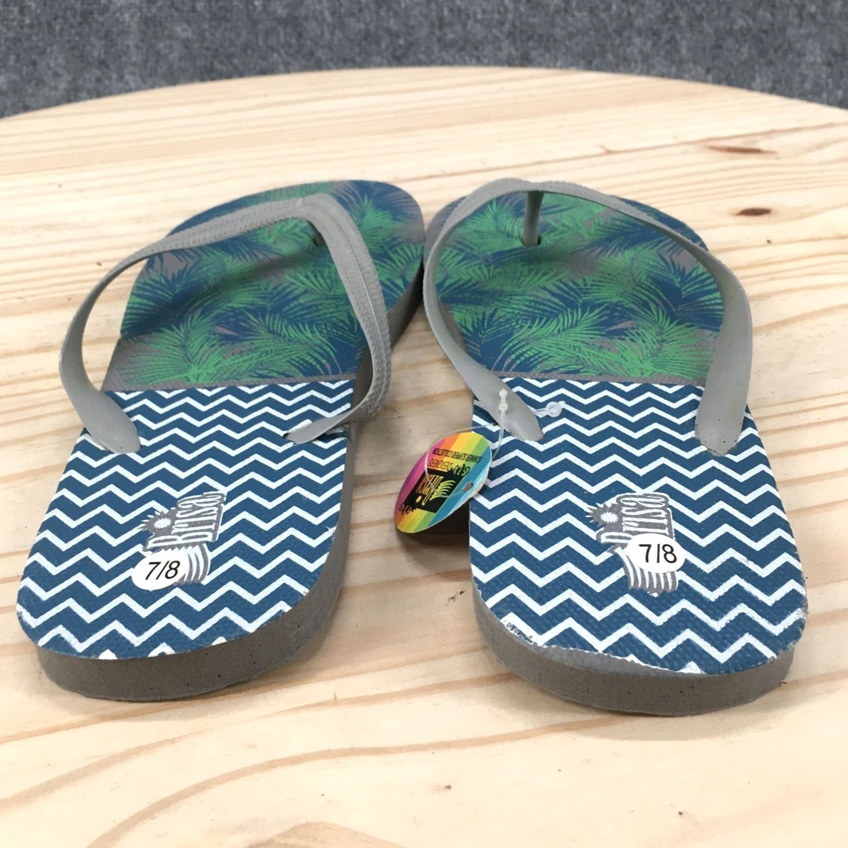 Vintage Brisa Flip Flop Mens Gray Sandals Flops Flats Slip Grey Beach Casual Comfort NEW Size ONE SIZE - 6 Thumbnail