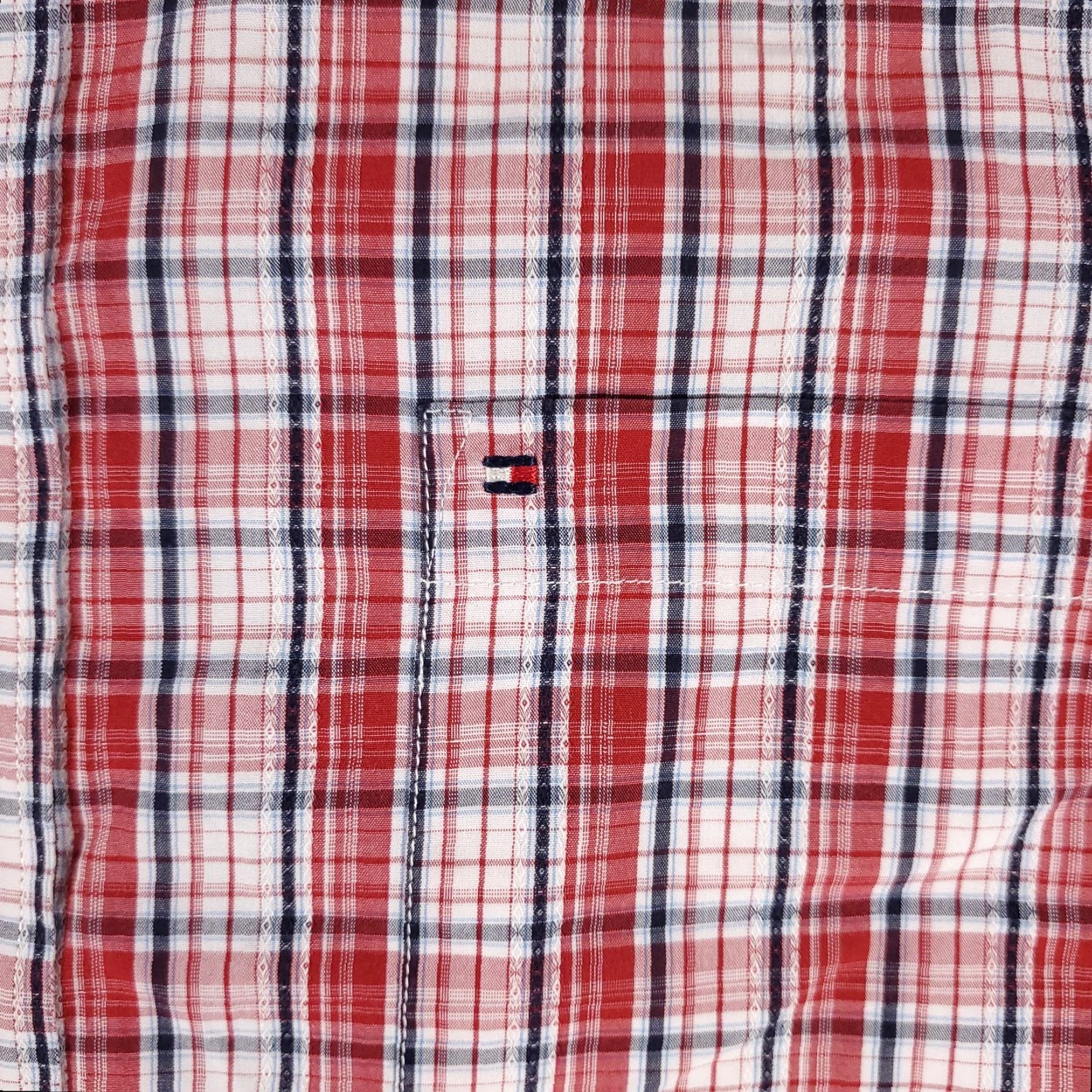 Tommy Hilfiger Tommy Hilfiger Red Plaid Button-Up Shirt Mens Large Short Sleeve Classic Size US L / EU 52-54 / 3 - 2 Thumbnail