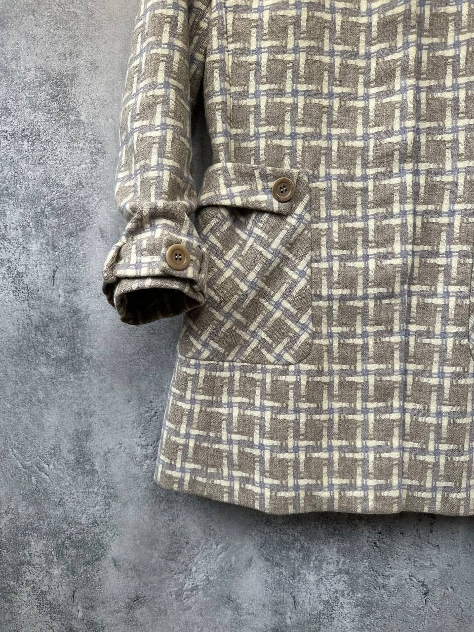 Reiss Reiss Coat 100% Wool Beige & White Geometric Lined Size S / US 4 / IT 40 - 7 Thumbnail