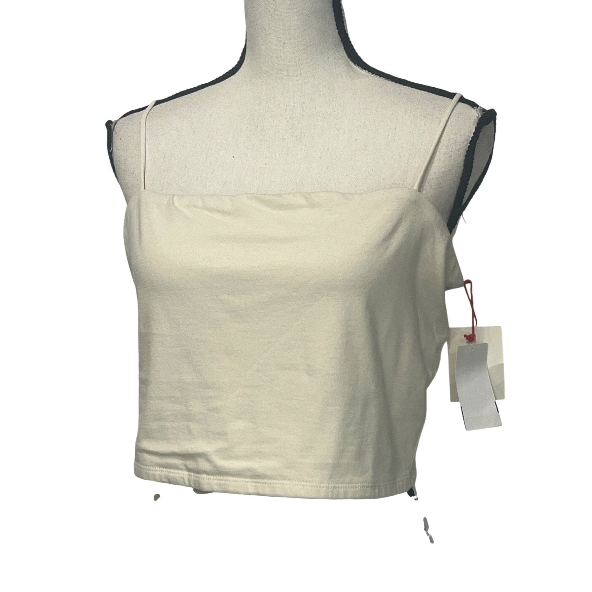 Other Open Edit Women's Spaghetti Strap Crop Tank Top, Ivory Dove, Size L / US 10 / IT 46 - 2 Thumbnail