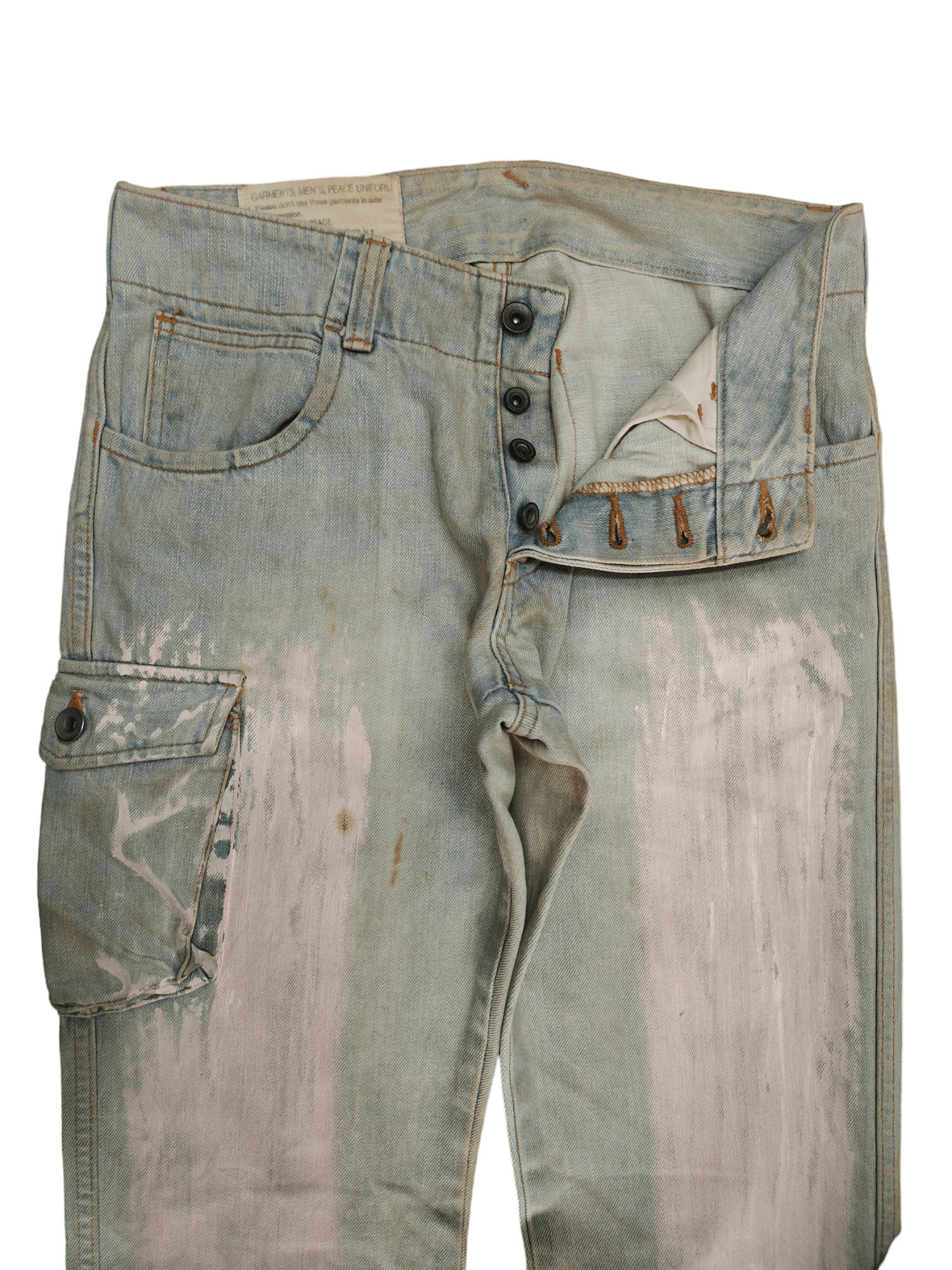 Kapital 1990s John Bull Dirty Worker Cargo Denim Pants 1967 Pattern Size US 30 / EU 46 - 9 Thumbnail