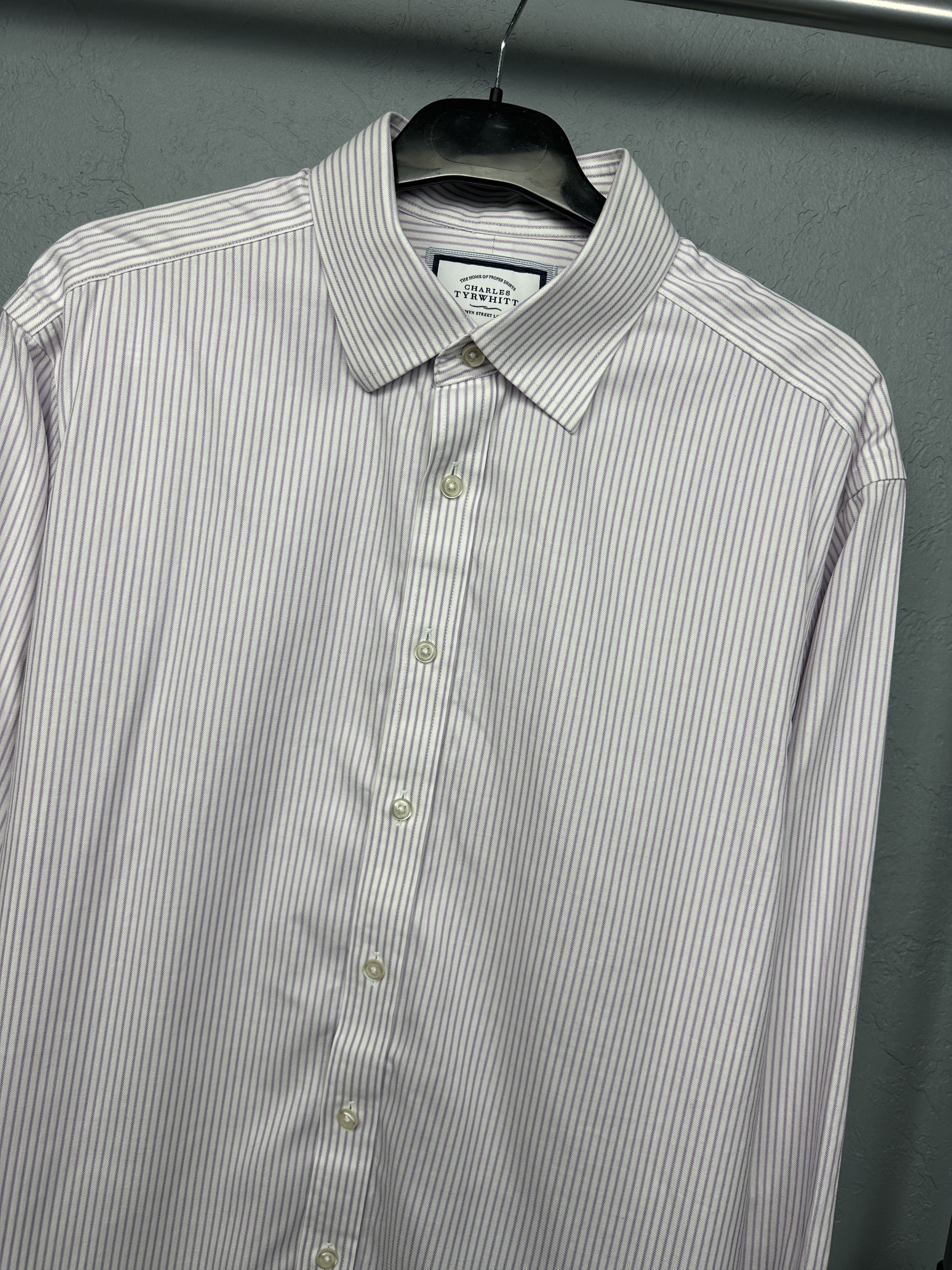 Charles Tyrwhitt Charles Tyrwhitt Mens Long Sleeve Striped Shirt Size US XL / EU 56 / 4 - 2 Thumbnail
