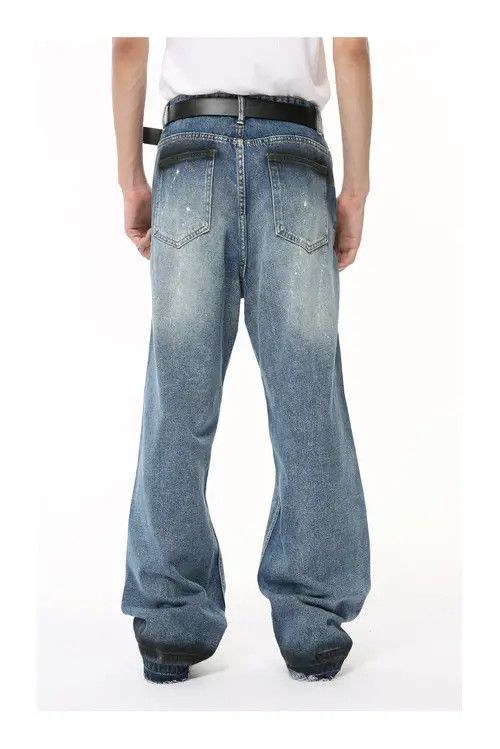 Other Vintage Washed Blue Graffiti Straight Jeans Size US 32 / EU 48 - 6 Thumbnail