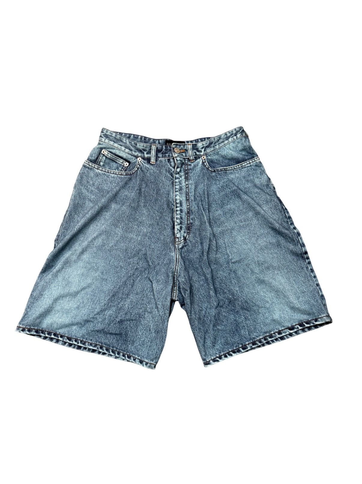 Balenciaga Trompe-L’Oeil Printed Denim Sweatpants Shorts
