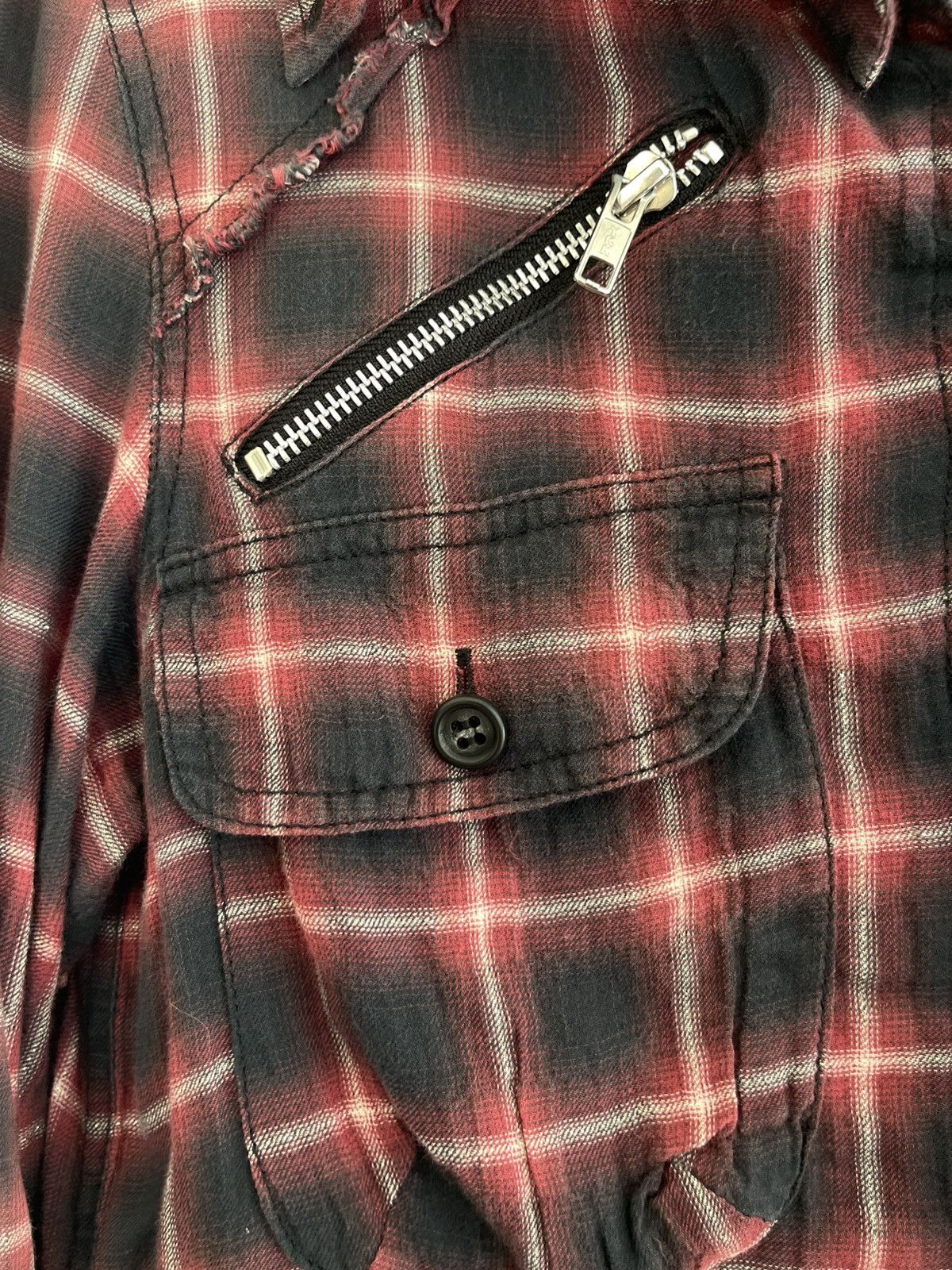 Le Grande Bleu (L.G.B.) LGB Shadow Distressed Plaid Tartan Long Flannel I6W9 Size US M / EU 48-50 / 2 - 8 Thumbnail