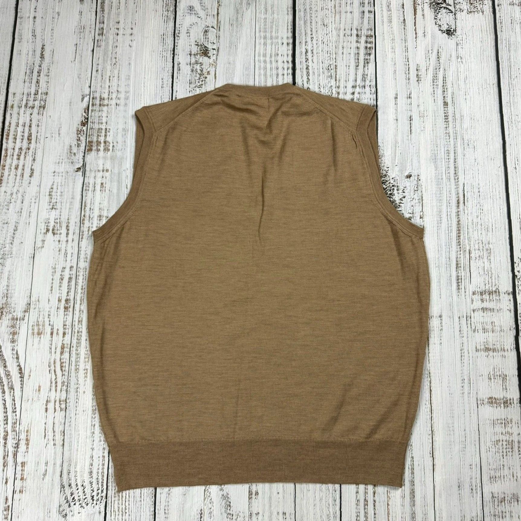 Paul Stuart VINTAGE Paul Stuart Dress Sweater Vest Shirt MENS XL TAN Beige 1980s 100% Wool UK Made Mens Regular Vest Size US XL / EU 56 / 4 - 6 Thumbnail