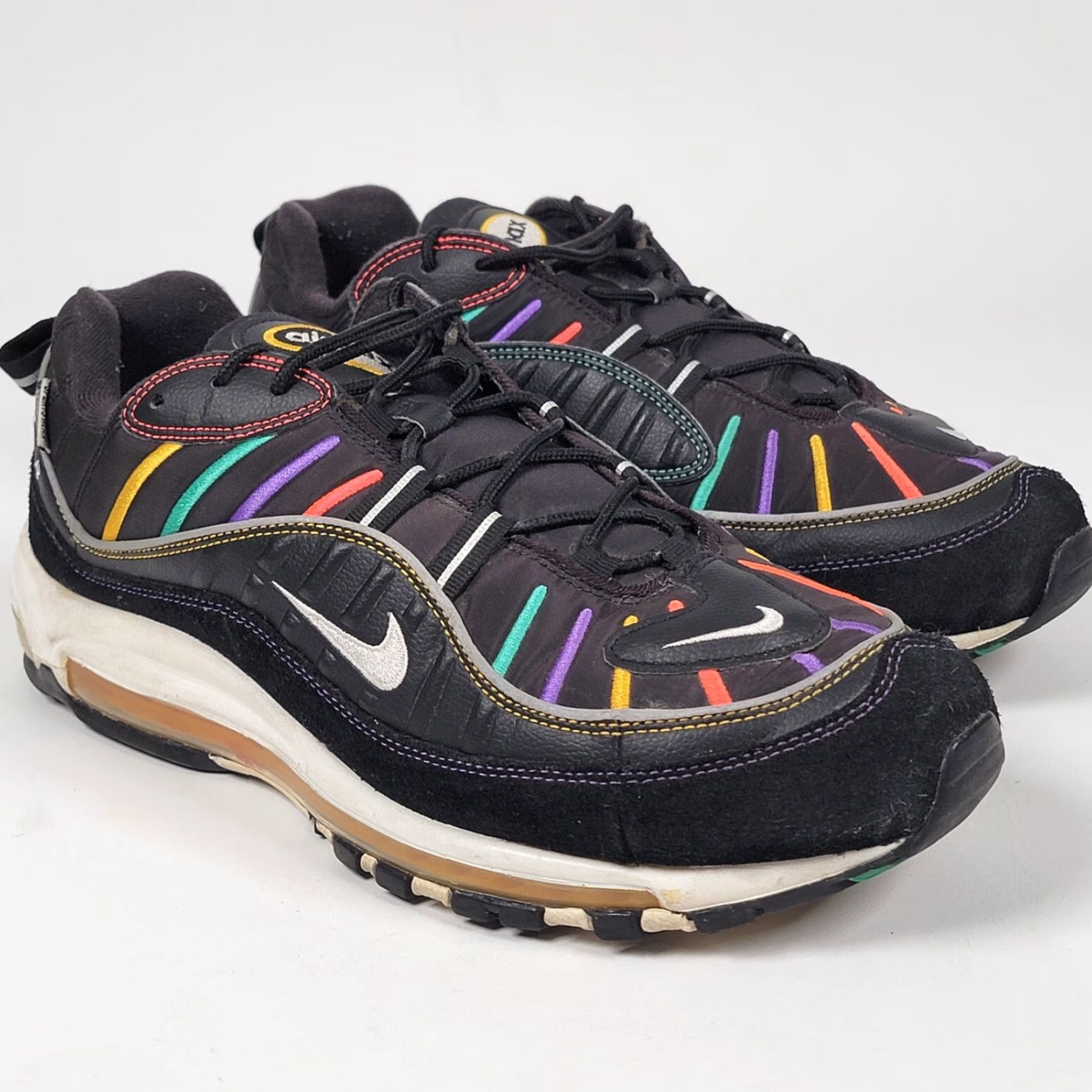 Nike Nike Air Max 98 Mens Size 12 US 46 Black Multicolor Leather Running Sneakers Size US 12 / EU 45 - 2 Thumbnail
