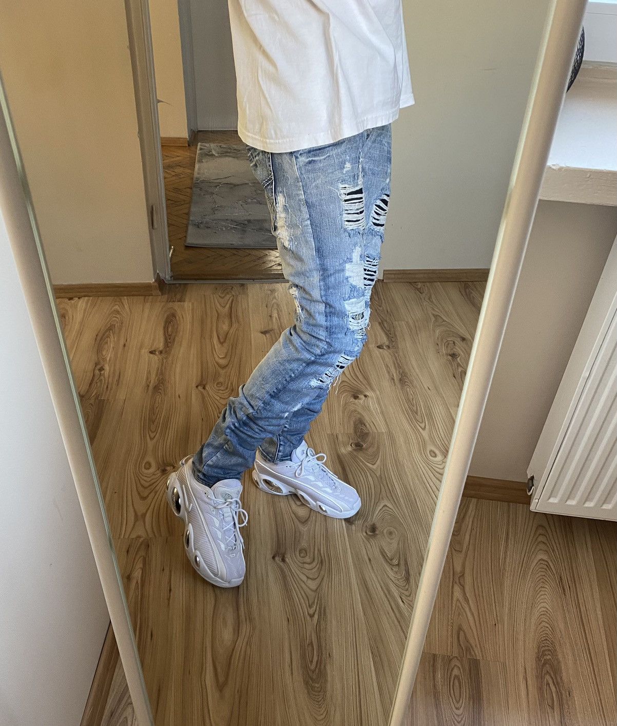 Designer × Vintage Men’s distressed Slim Fit Denim Pants Trousers Drill Size US 28 / EU 44 - 3 Thumbnail