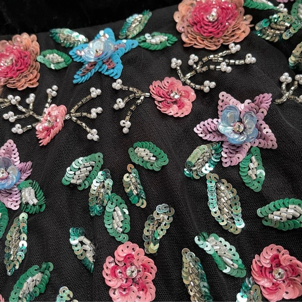 Mac Duggal Mac Duggal Sequin Floral Mesh Cocktail Dress Sz 6 Whimsigoth Size M / US 6-8 / IT 42-44 - 14 Thumbnail
