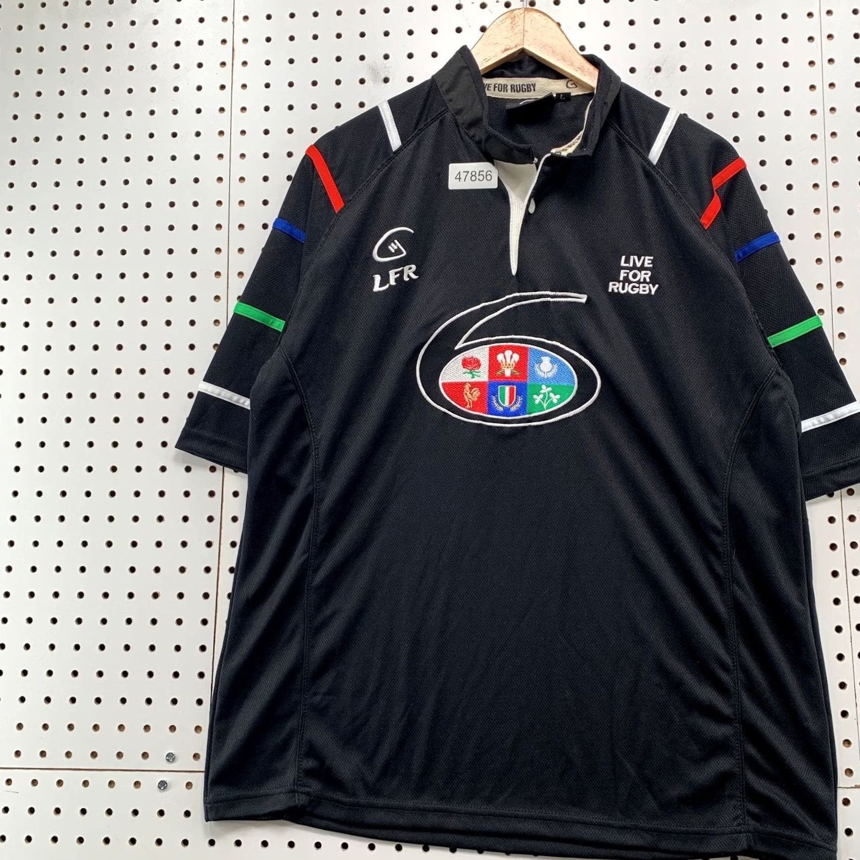 Vintage VINTAGE Live For Rugby Polo Shirt Men L Black 6 Nation Embroidered Short Sleeve Size US L / EU 52-54 / 3 - 5 Thumbnail