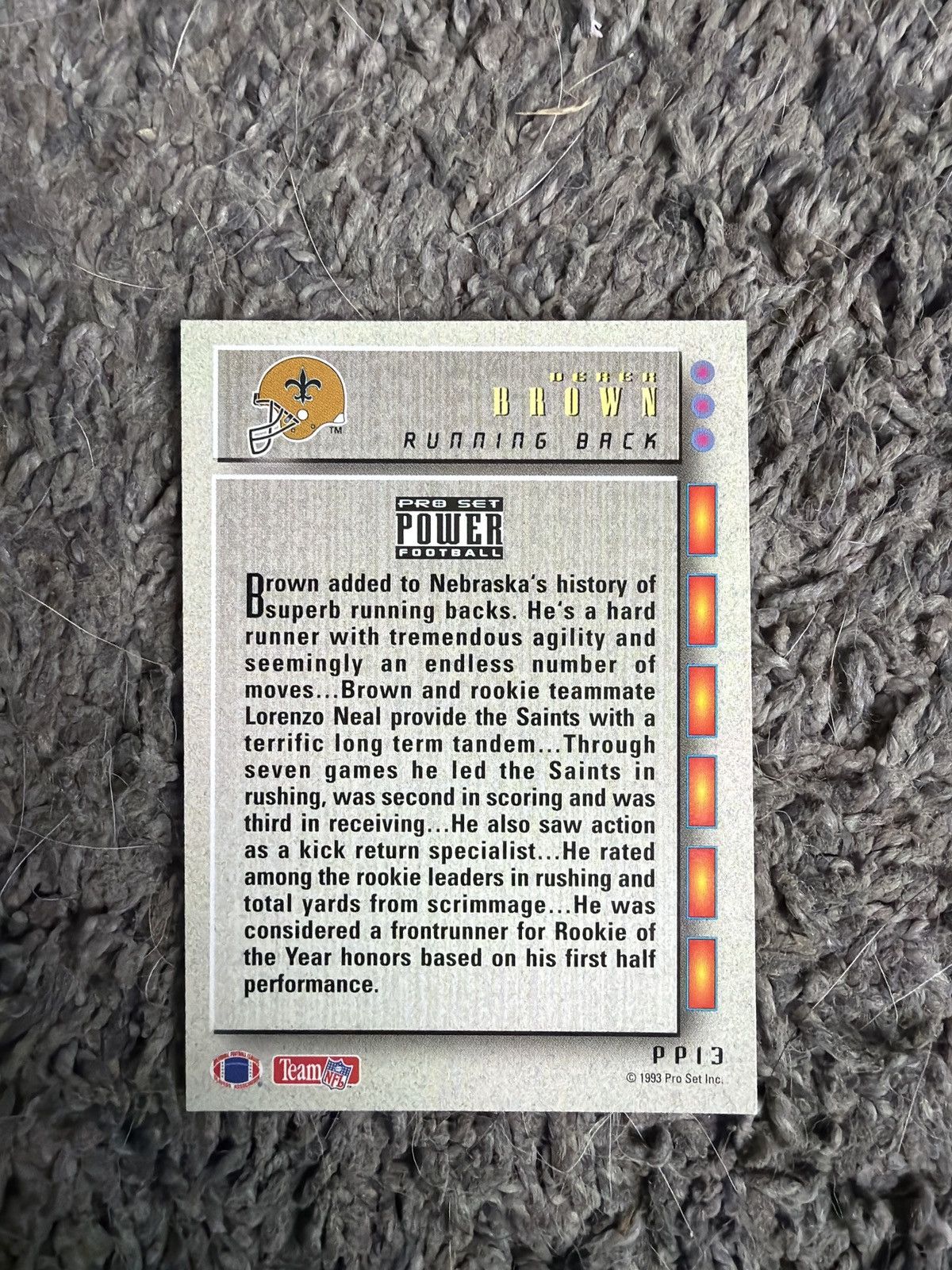 NFL 1993 Pro Set #PP13 Derek Brown Card Size ONE SIZE - 2 Thumbnail