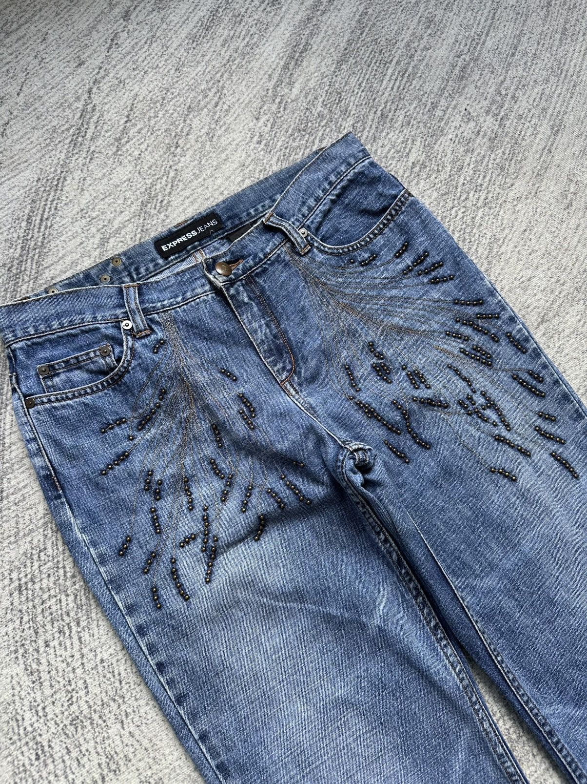 Express Vintage Express Stud Flare Jeans Size US 32 / EU 48 - 4 Thumbnail