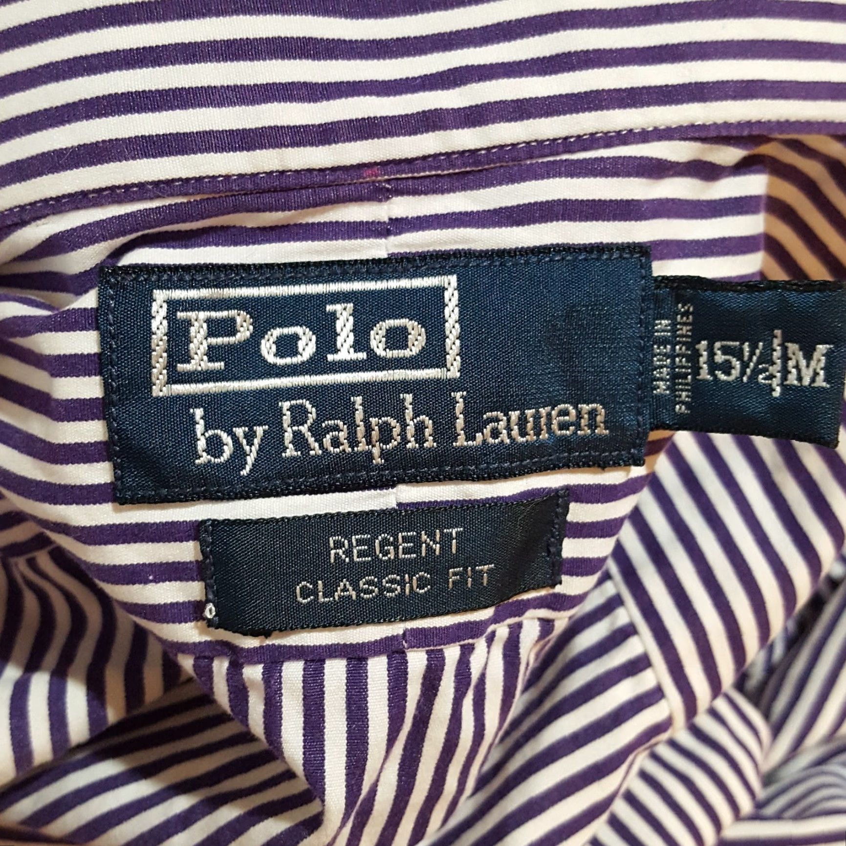 Polo Ralph Lauren VINTAGE Polo Ralph Lauren Purple Striped Button-Up Shirt Men's Medium Collared Long Sleeve Preppy 90s Size US M / EU 48-50 / 2 - 6 Thumbnail