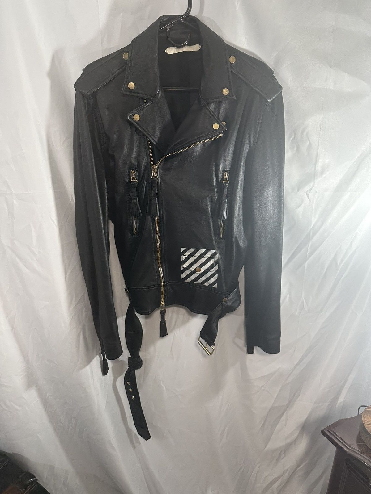 Off-White OFF WHITE LEATHER JACKET STRIPER Size US L / EU 52-54 / 3 - 2 Thumbnail