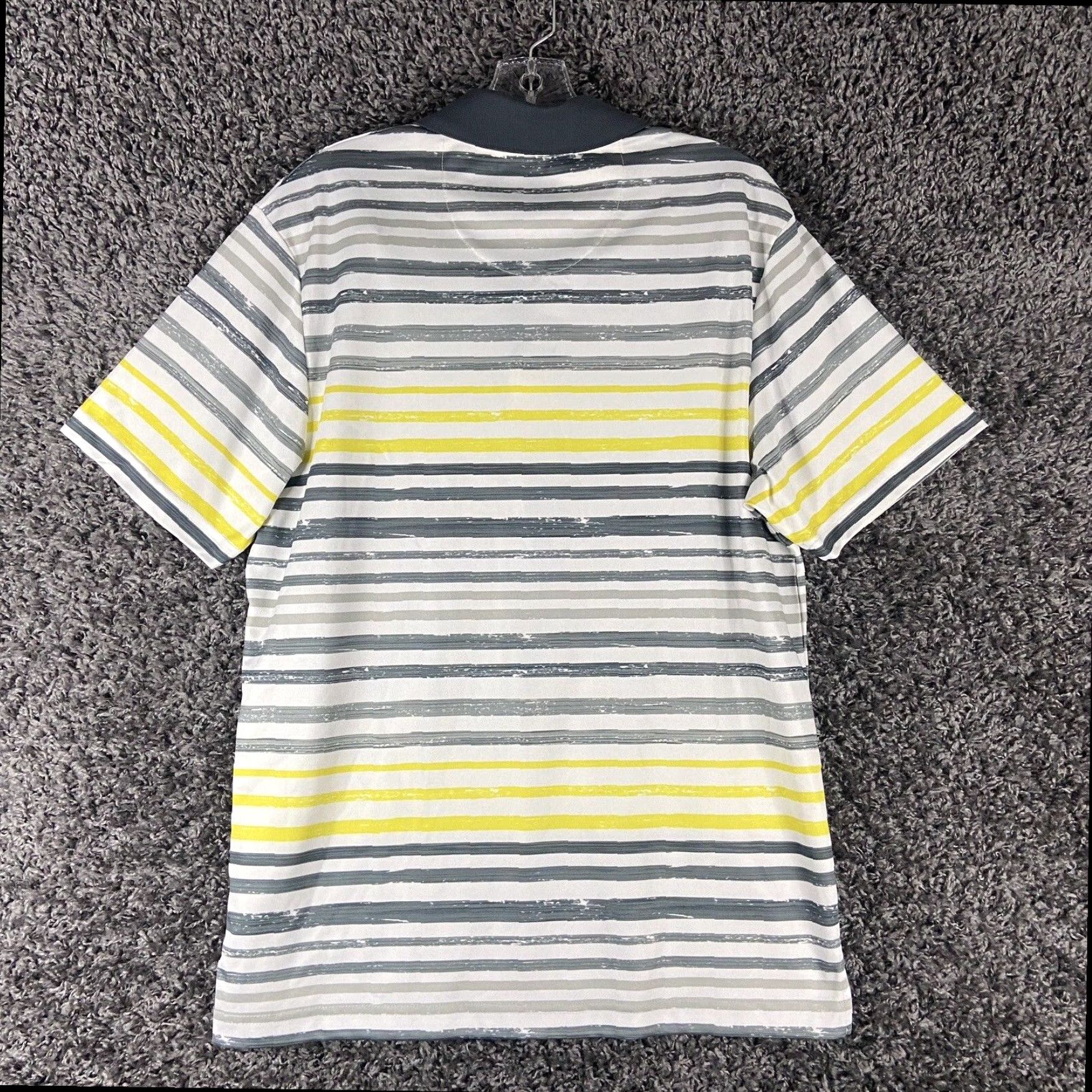 PGA Tour PGA Tour Men's Gray Yellow Striped Polo Shirt M Athletic Fit Size US M / EU 48-50 / 2 - 8 Thumbnail