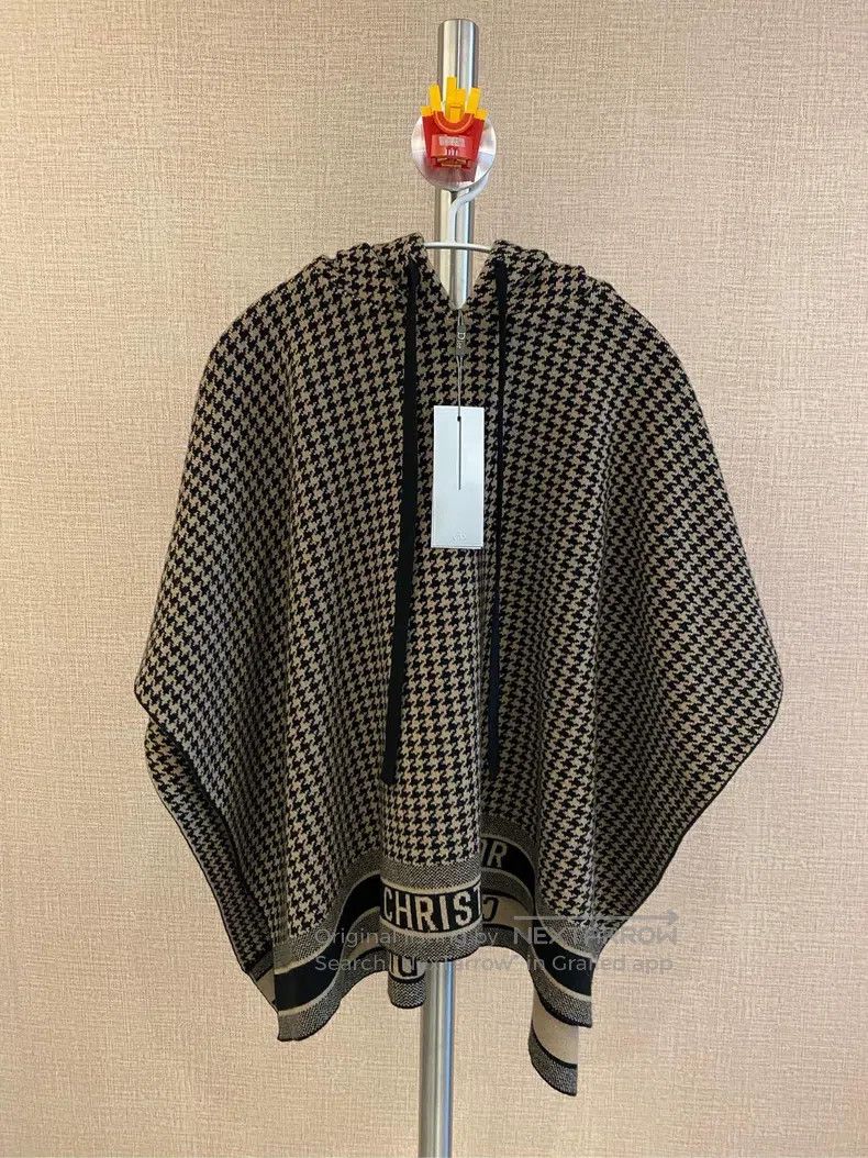 Dior Cashmere Blended Bird Grid Letter Logo Shawl Cloak Co