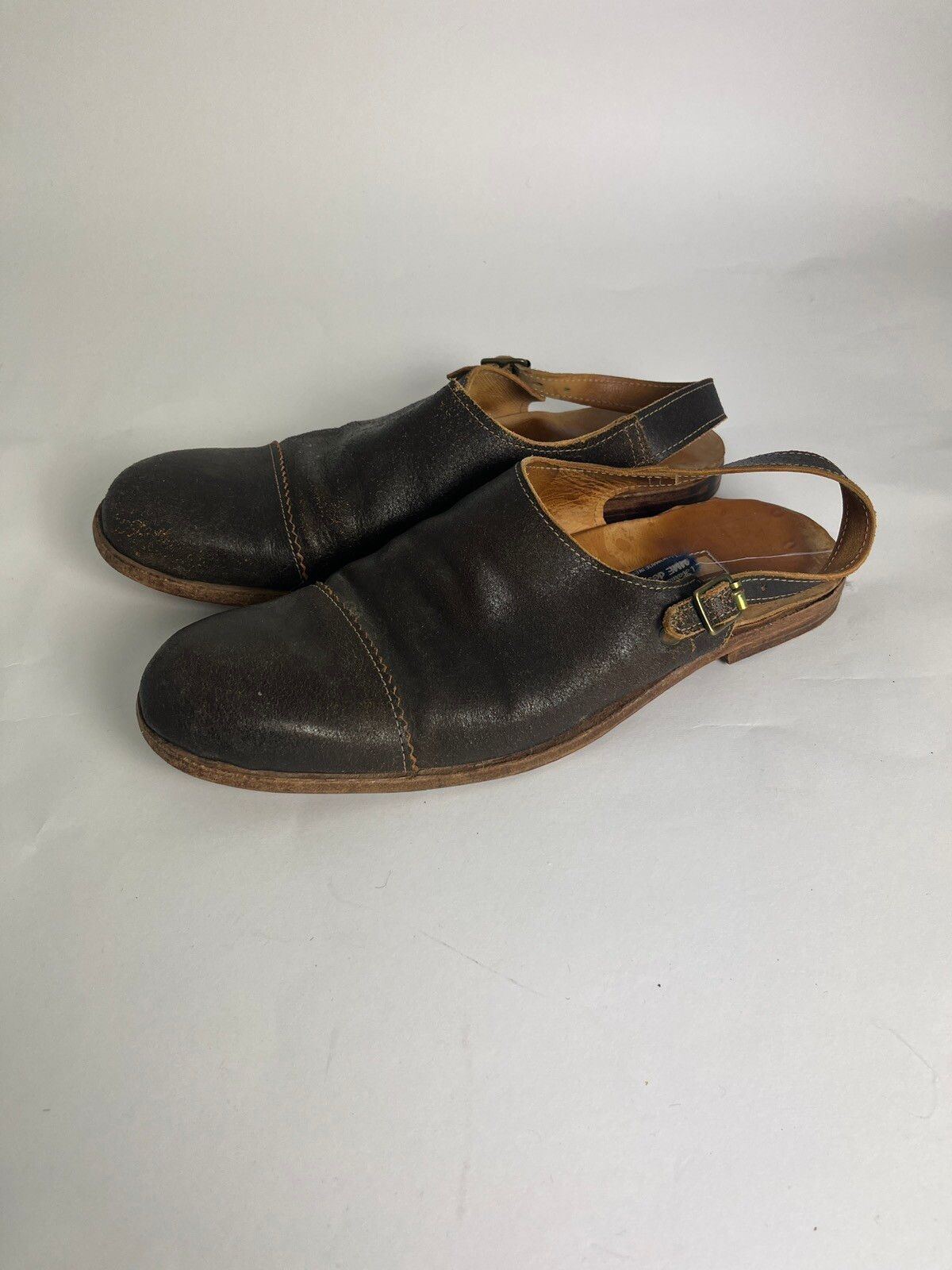 Pre-owned Comme Des Garcons X Paul Harnden Shoemakers Brown Leather Slippers