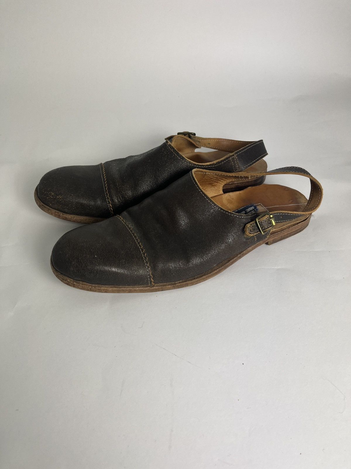 image of Comme Des Garcons x Paul Harnden Shoemakers Brown Leather Slippers, Men's (Size 9)