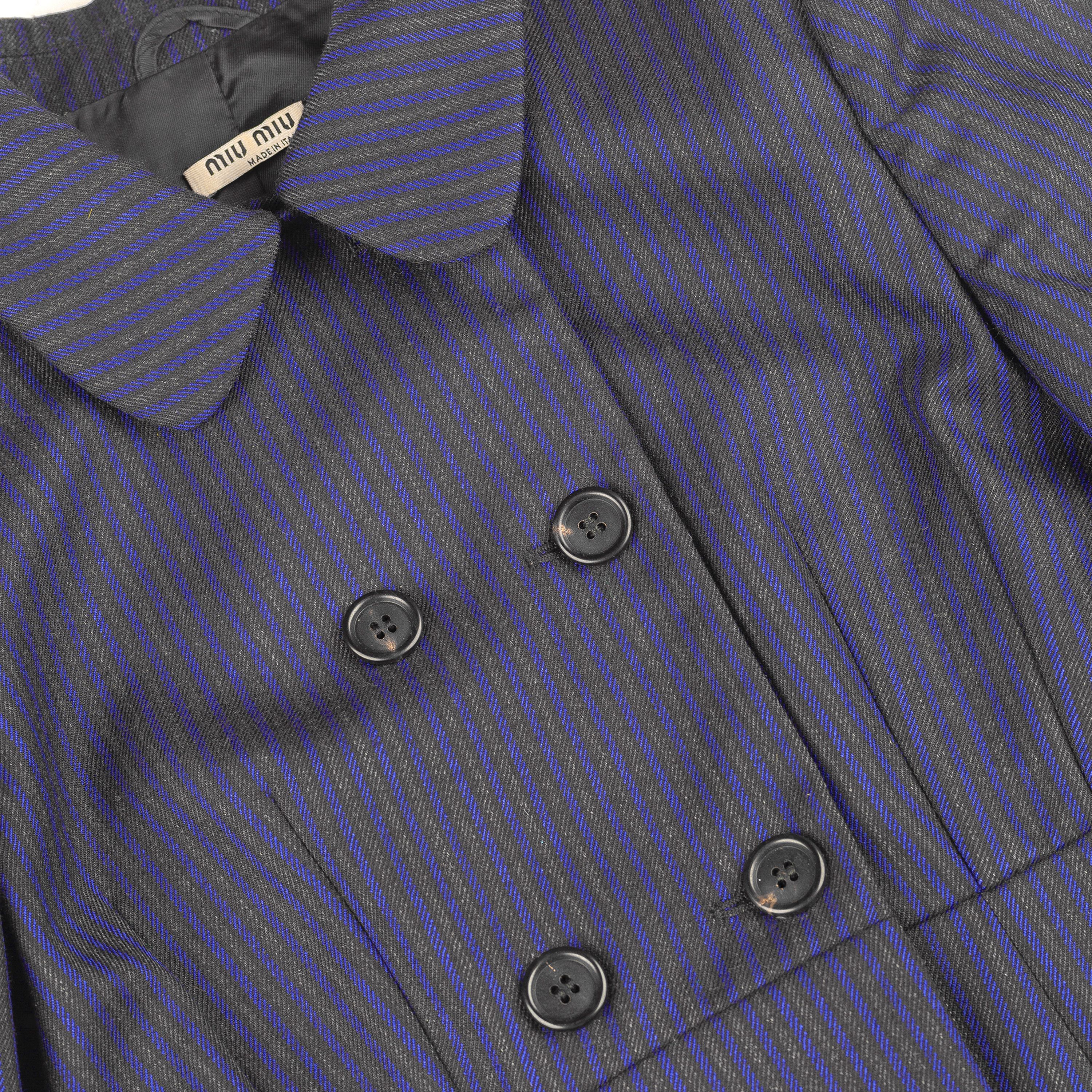 Miu Miu Miu Miu Black/Blue Pinstripe Vintage Jacket (S) Size S / US 4 / IT 40 - 5 Thumbnail