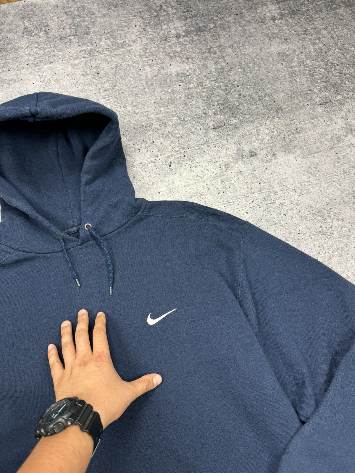 Nike × Vintage Vintage Nike 90’s Y2K Style Swoosh Logo Drill Knit Hoodie Size US L / EU 52-54 / 3 - 6 Thumbnail