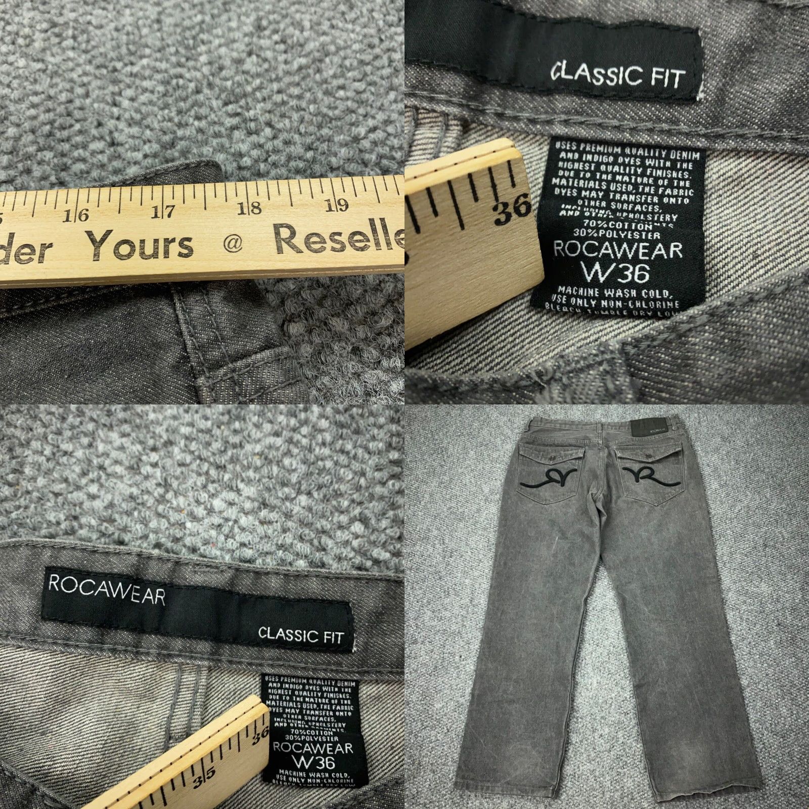 Rocawear VTG Rocawear Jeans Mens 36 Gray Denim Hip Hop 90s Y2K Straight 30in Inseam Mens Size US 35 - 8 Thumbnail