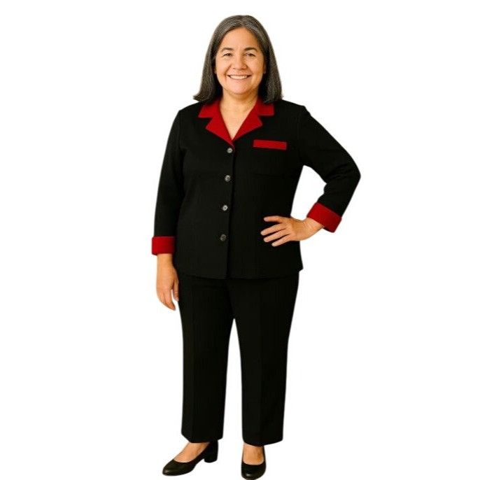 Vintage Sag Harbor Petite M Black Red Contrast Trim Button Front Bla Size M / US 6-8 / IT 42-44 - 11 Thumbnail