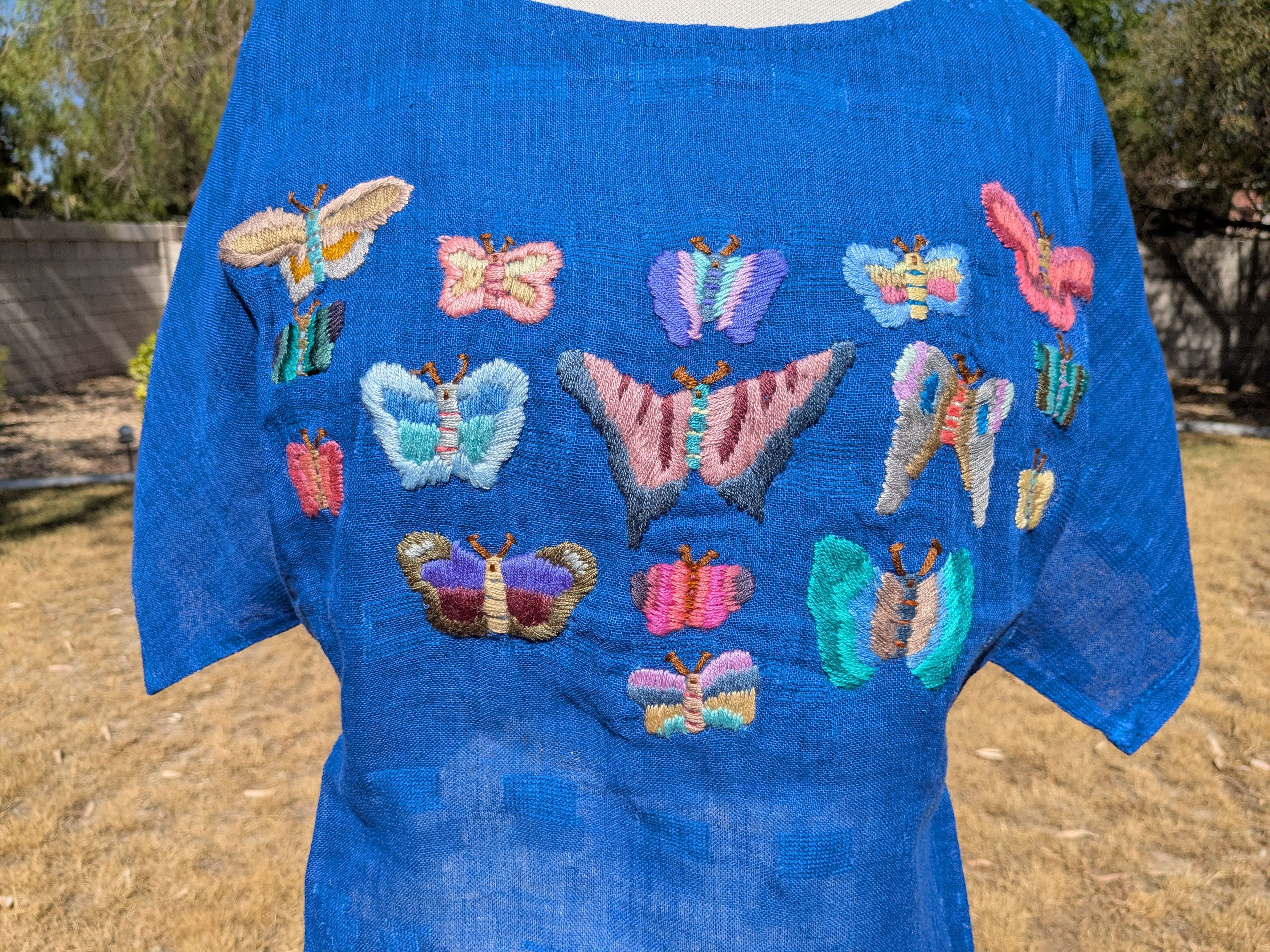 Vintage Vintage 1990s Guatemalan Butterfly Embroidered Pullover Top Size XL / US 12-14 / IT 48-50 - 6 Thumbnail