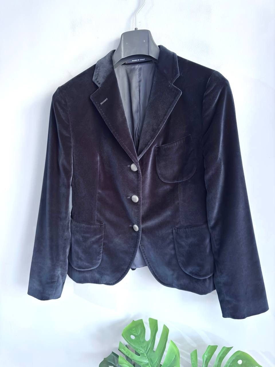 Tagliatore Tagliatore Women's Navy Velvet Blazer Made in Italy, 46/S Size S / US 4 / IT 40 - 2 Thumbnail