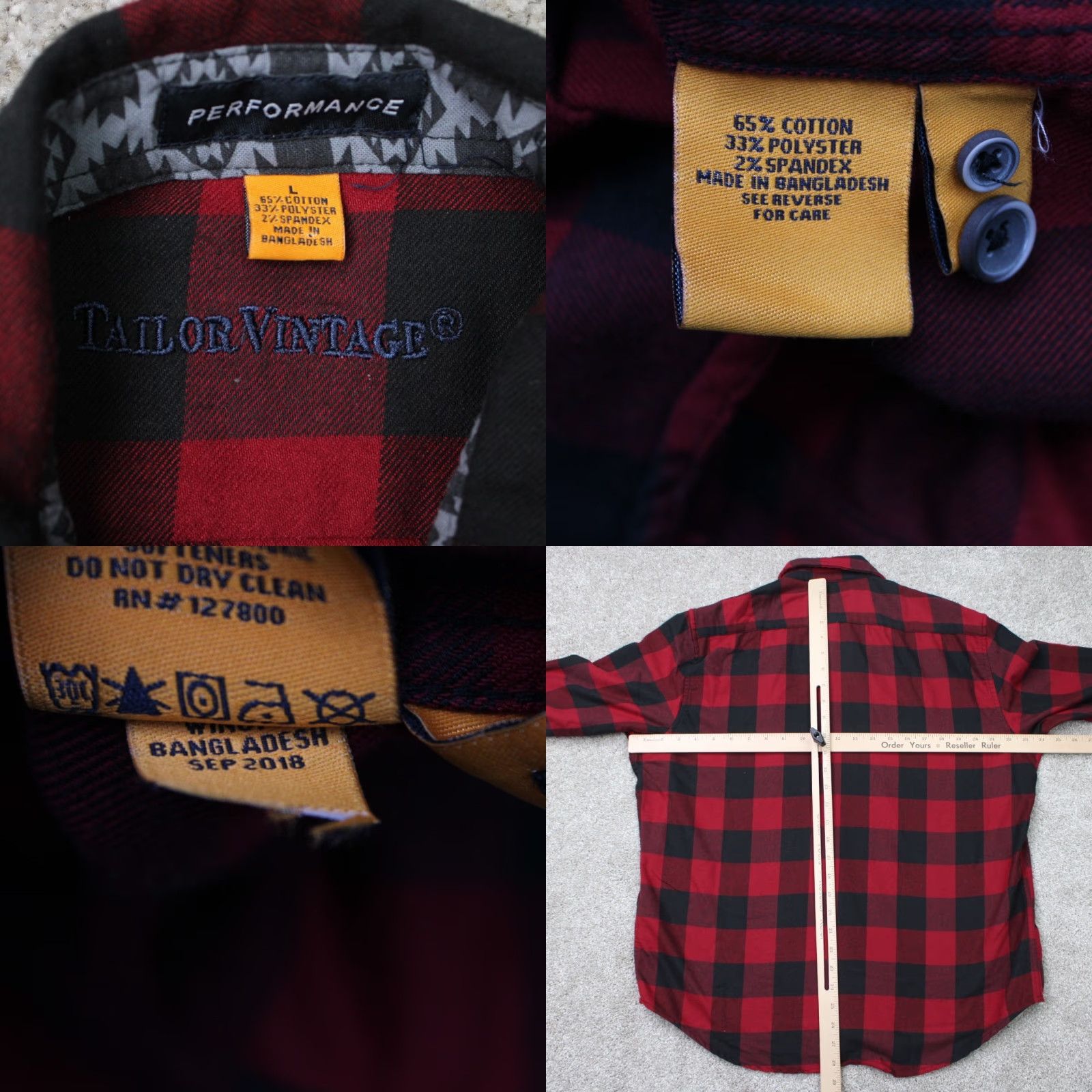 Vintage Tailor Vintage Shirt Mens Large Red/Black Plaid Flannel Button-Up Casual Preppy Jacket? Size US L / EU 52-54 / 3 - 8 Thumbnail