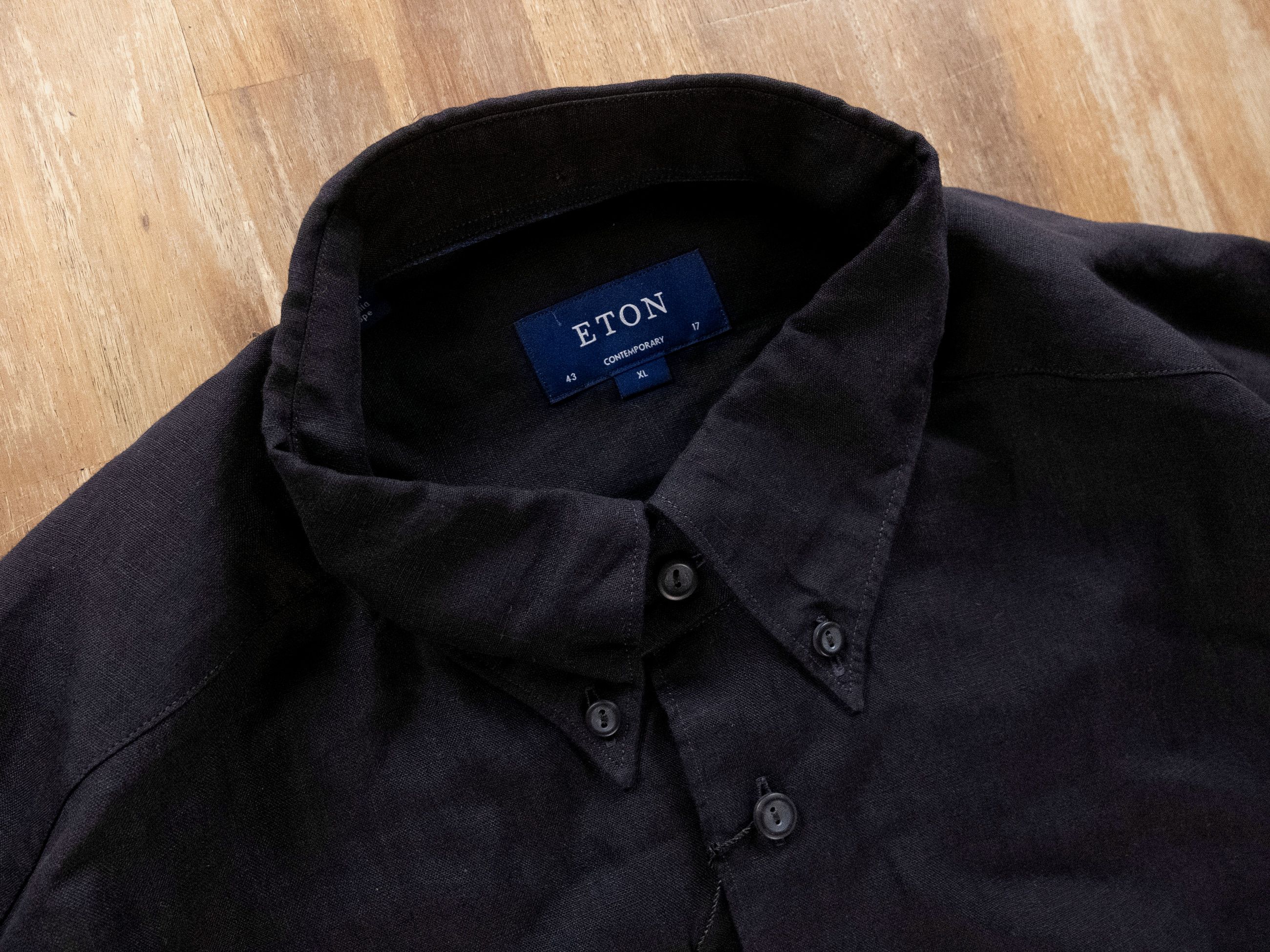 Eton ETON of Sweden contemporary fit black linen shirt 43 XL Size US XL / EU 56 / 4 - 5 Thumbnail