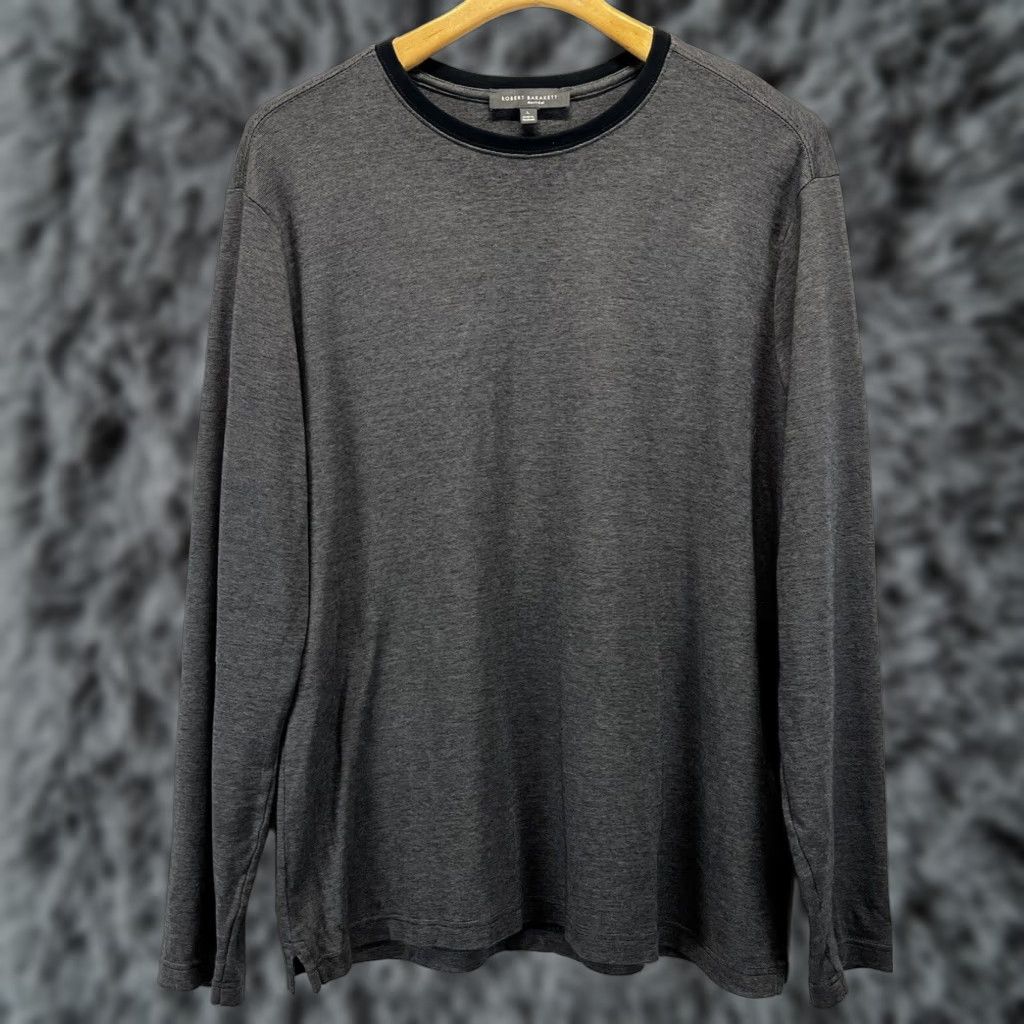 Vintage Robert Barakett Men's Long Sleeve Striped Casual T-Shirt Large Gray Black Size US L / EU 52-54 / 3 - 1 Thumbnail