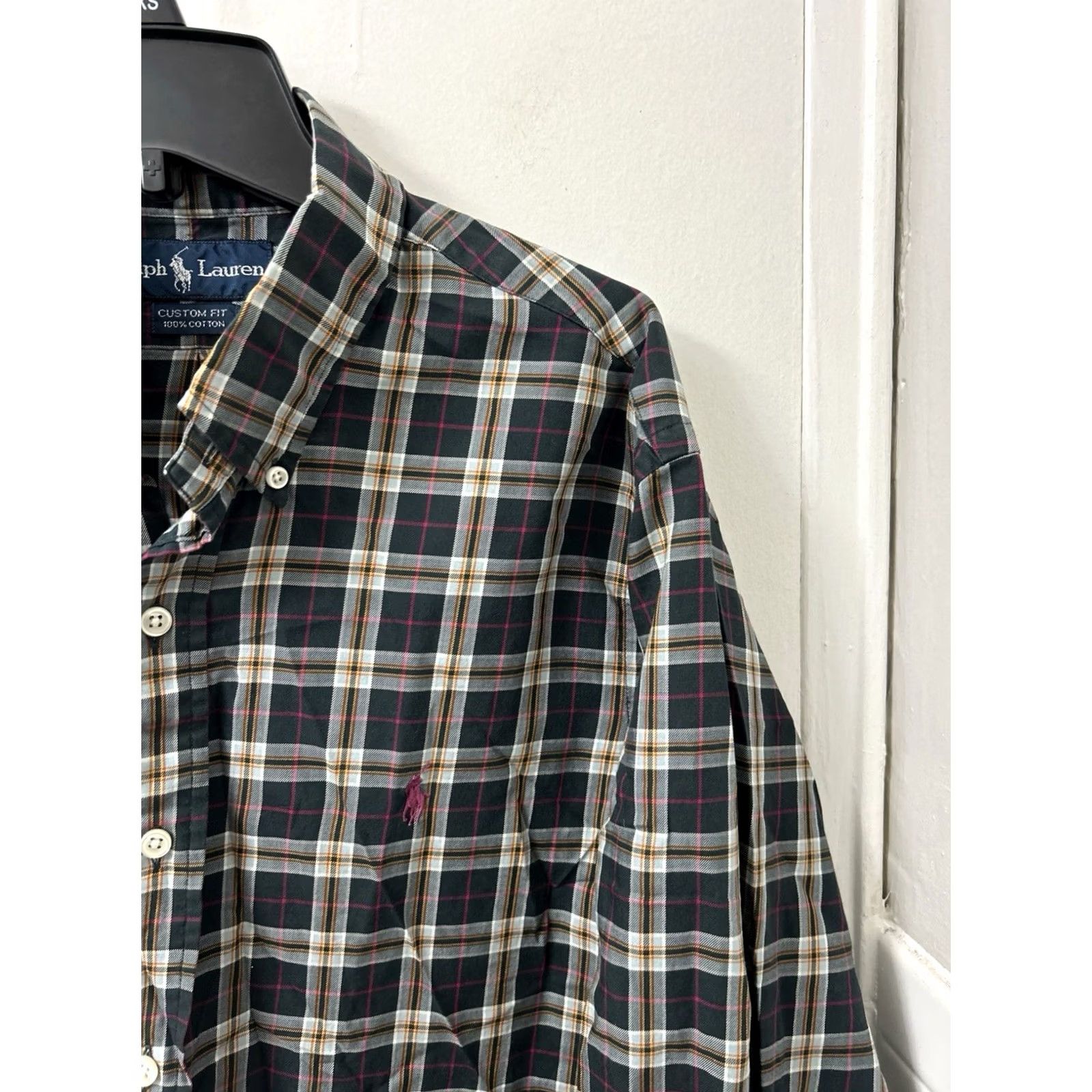 Ralph Lauren VINTAGE Ralph Lauren Shirt Mens L Black Plaid Button-Down Long Sleeve Custom Fit Size US L / EU 52-54 / 3 - 4 Thumbnail