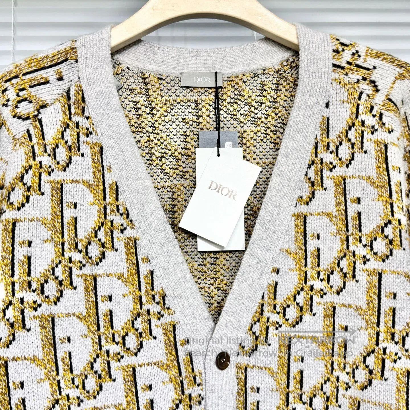 Dior dior oblique knit cardigan in beige brown. Size L / US 10 / IT 46 - 3 Thumbnail
