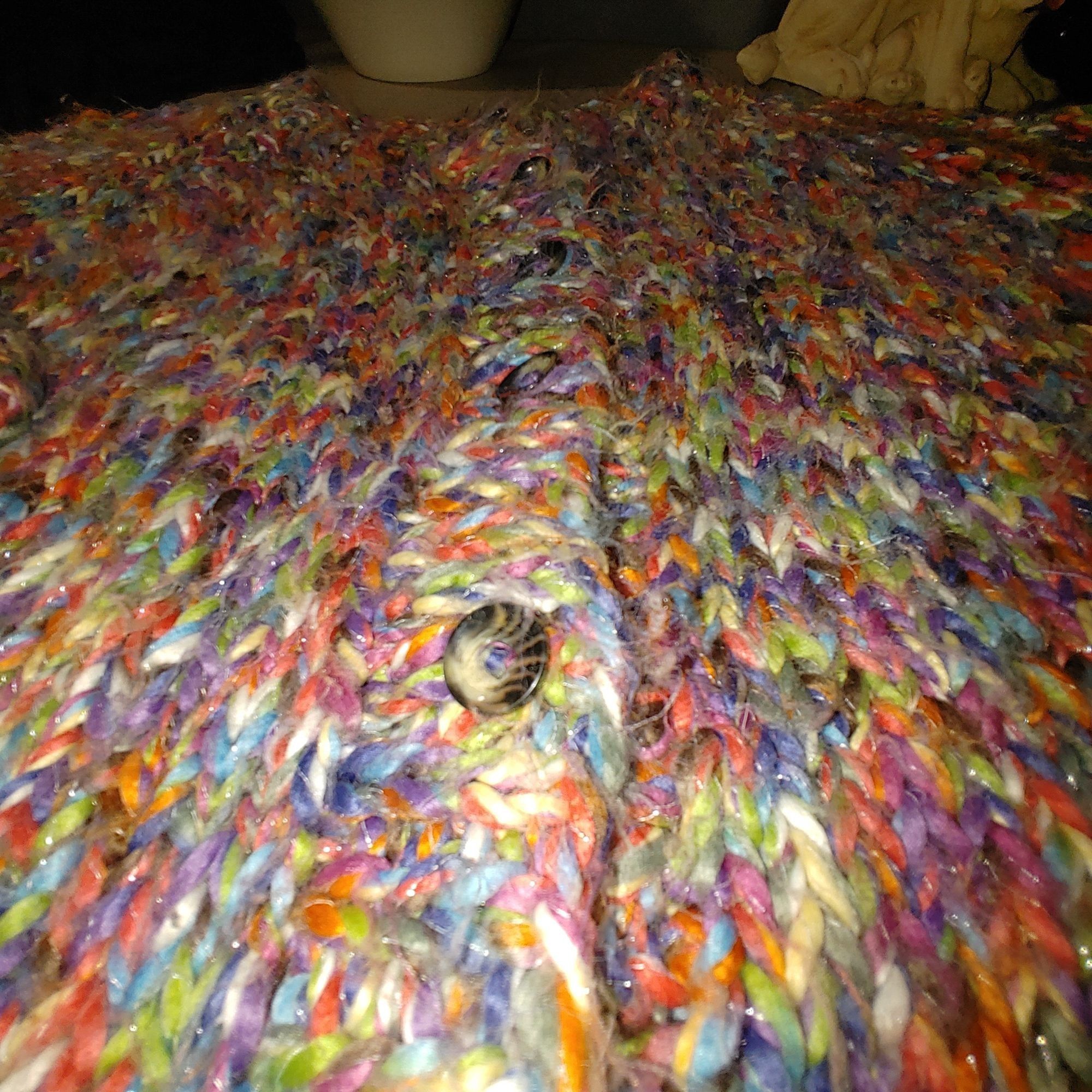 Other Cardigan Sweater XL Multicolor Oversize Cropped Chunky Knit Size XXL / US 16-18 / IT 52-54 - 13 Thumbnail